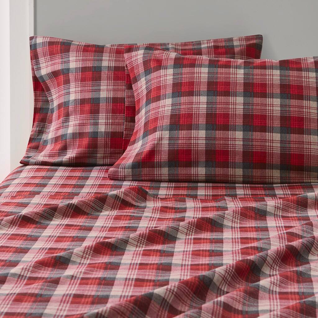 Alt View 2. Gracie Mills - Gracie Mills Kayce Flannel Sheet Set - Red Plaid.