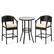 Front. Costway - 3 PCS Patio Rattan Bar Set Wicker Armchairs & Round Table with Tempered Glass Top - Mix Brown,Off White.
