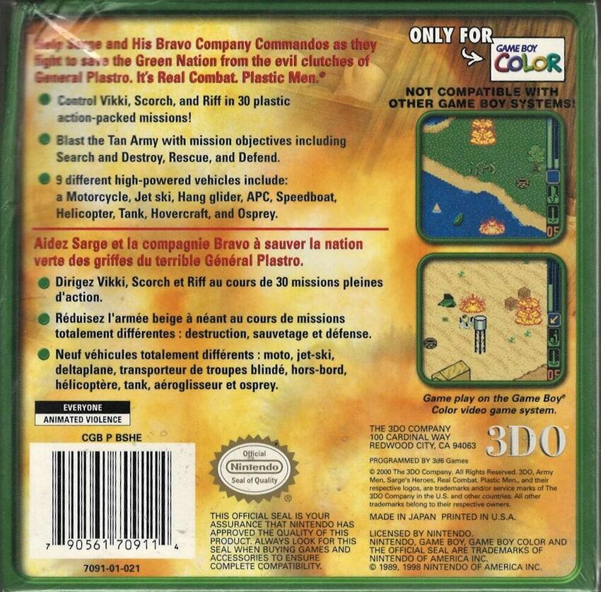 Angle. 3DO - Army Men Sarge's Heroes 2 - GameBoy Color.