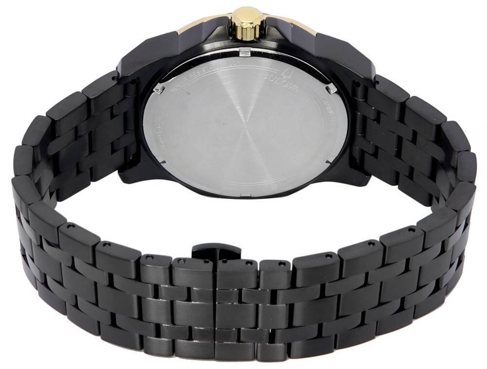 Back. Bulova - Marine Star Diamond Accents Black Dial Quartz 98D176 Mens Watch Stainless Steel 100M - Black.