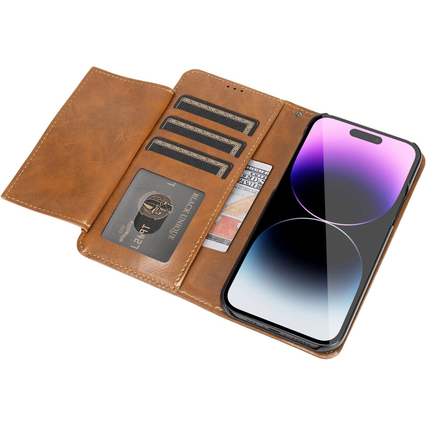 Alt View 14. SaharaCase - Folio Wallet Case for Apple iPhone 14 Pro Max - Brown.