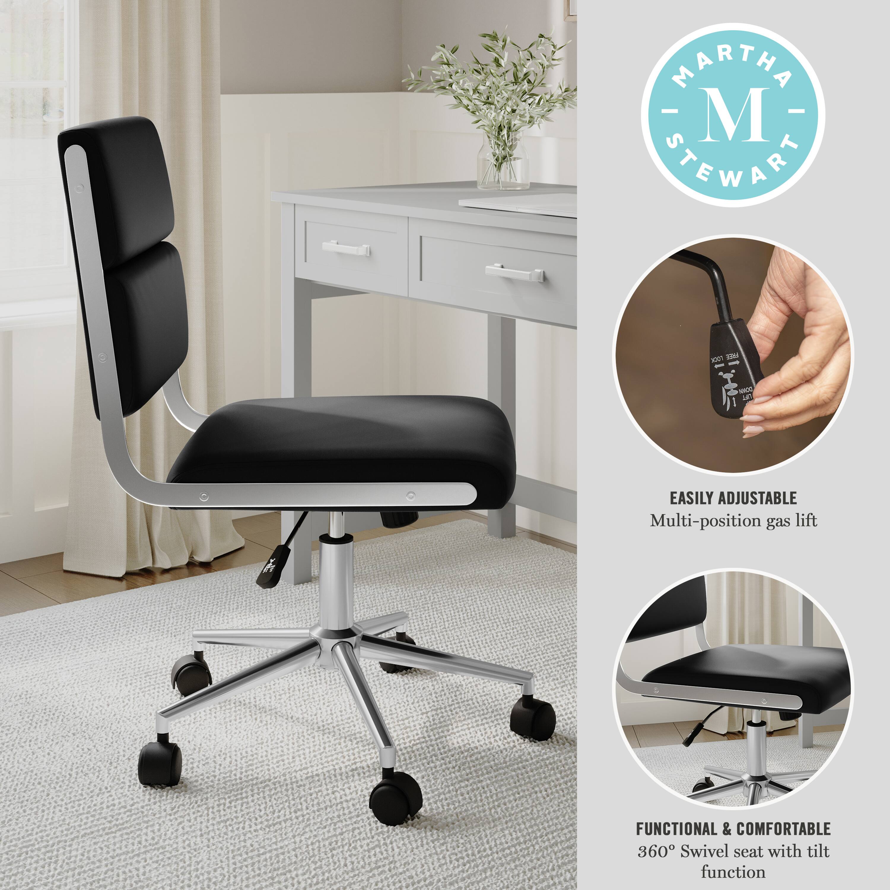 MARTHA STEWART - EASILY ADJUSTABLE Multi-position gas lift FUNCTIONAL & COMFORTABLE 860 Swivel seat with tilt function