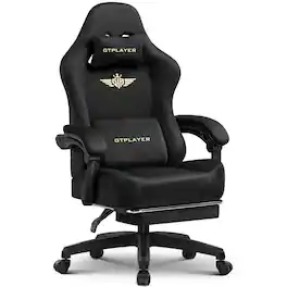 GTPlayer - Big and Tall Gaming Chair Fabric High Back Ergonomic Computer Chair for Office Gaming 350 LBS - Black