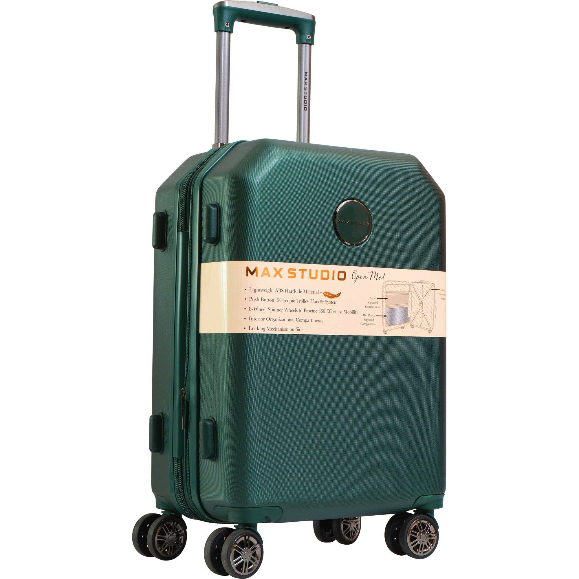 Max Studio ABS Hard Side 3 Piece Hexagon Luggage Set 243 EMERALD