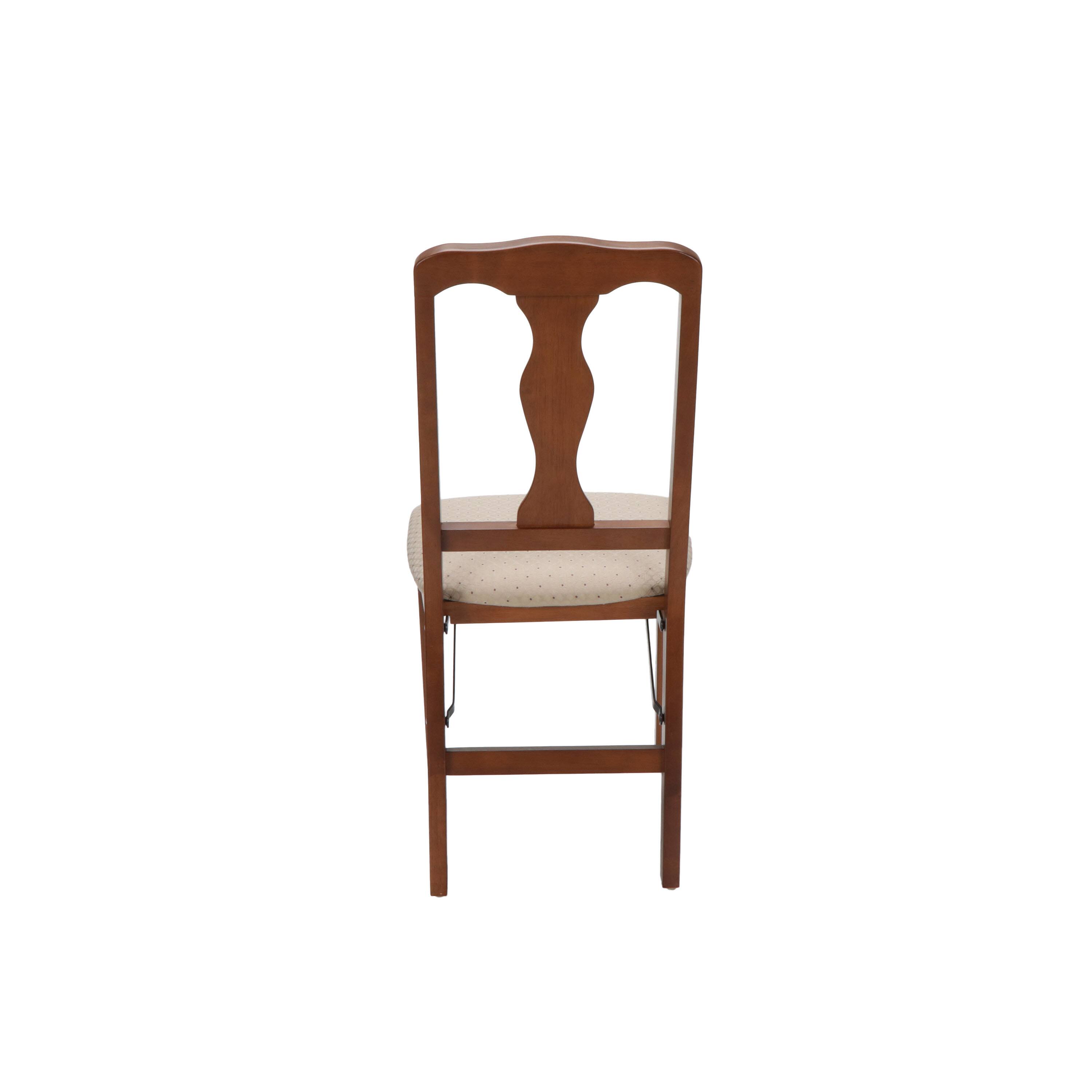 Back. Stakmore - Stakmore Queen Anne Folding Chair, Cherry Frame with Blush Fabric - Brown.