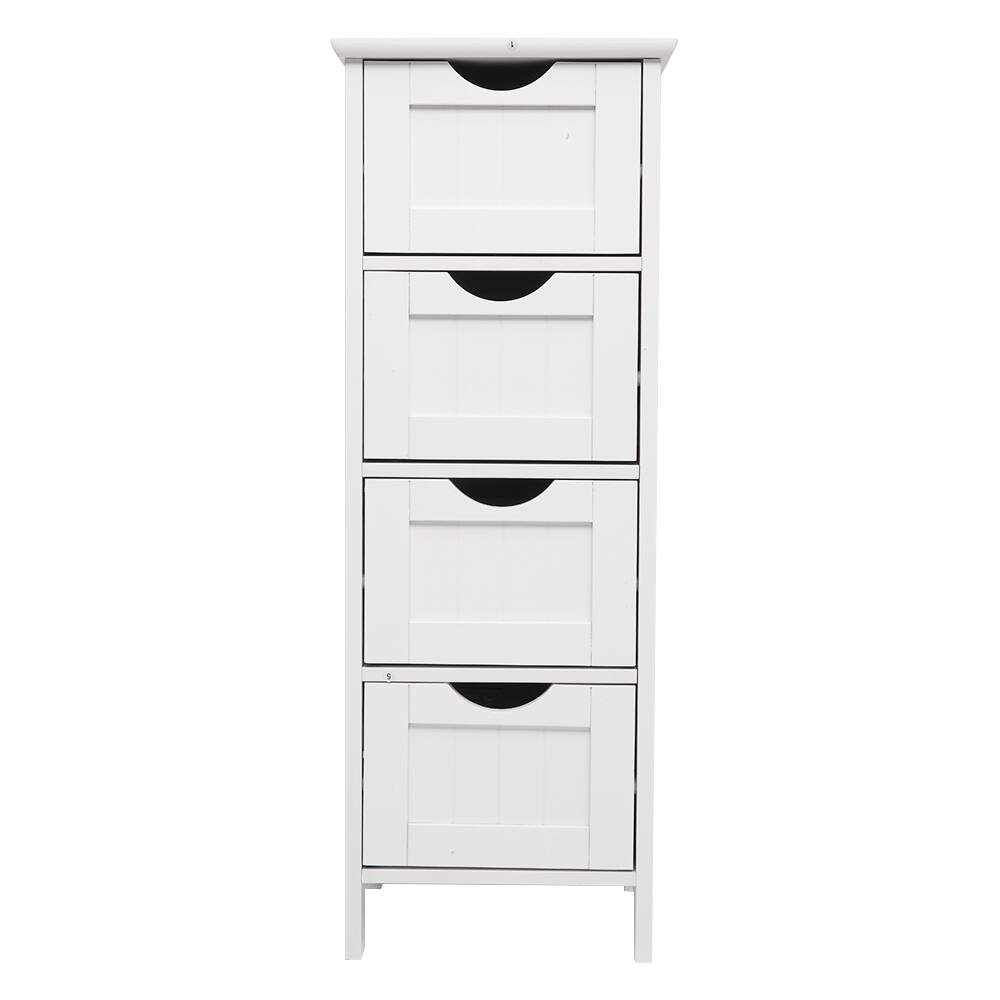 Back. SlickBlue - 4-Drawer Storage Cabinet Space-Saving Organizer for Bathroom - White.