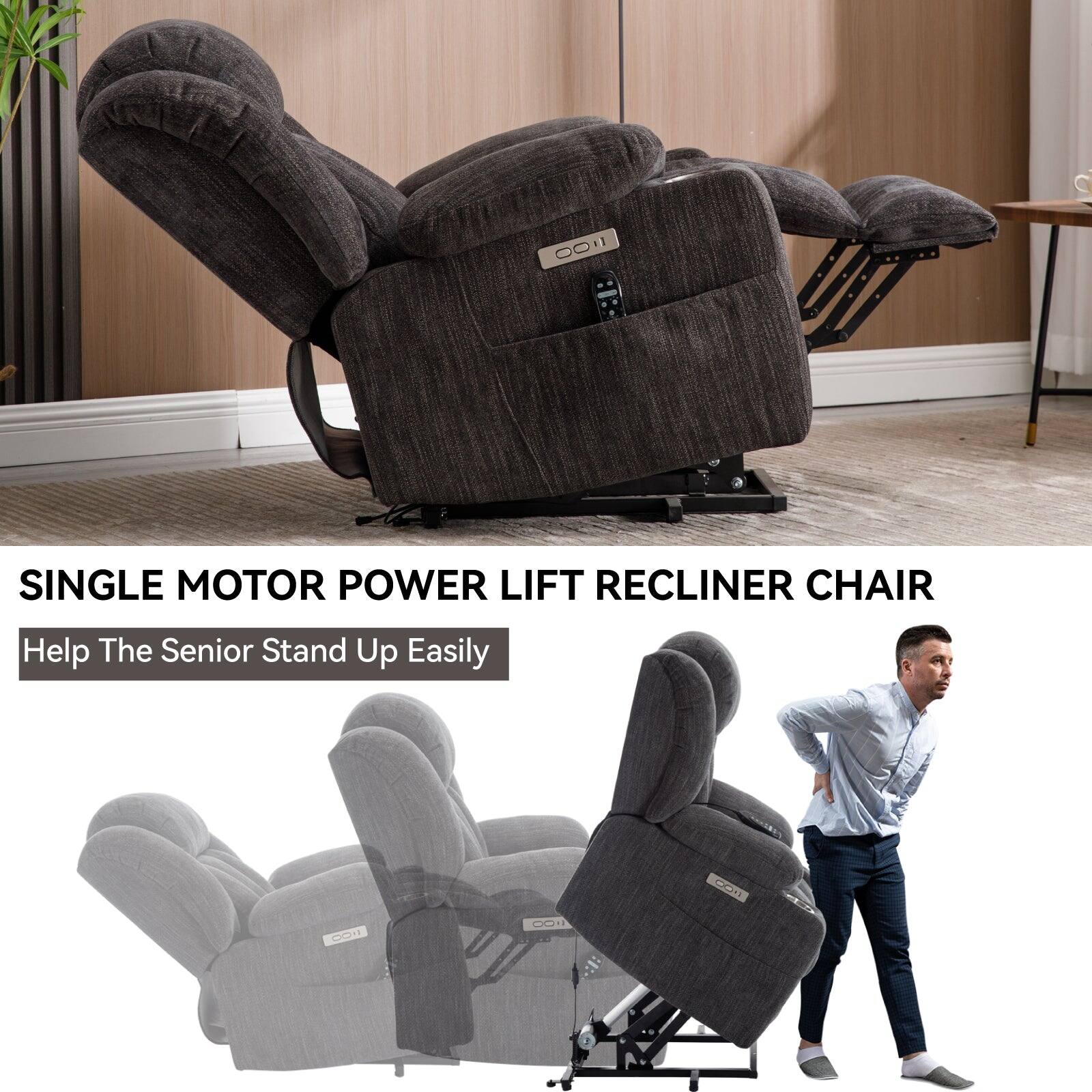 Single Motor Power Lift Recliner Chair Help The Senior Stand Up Easily