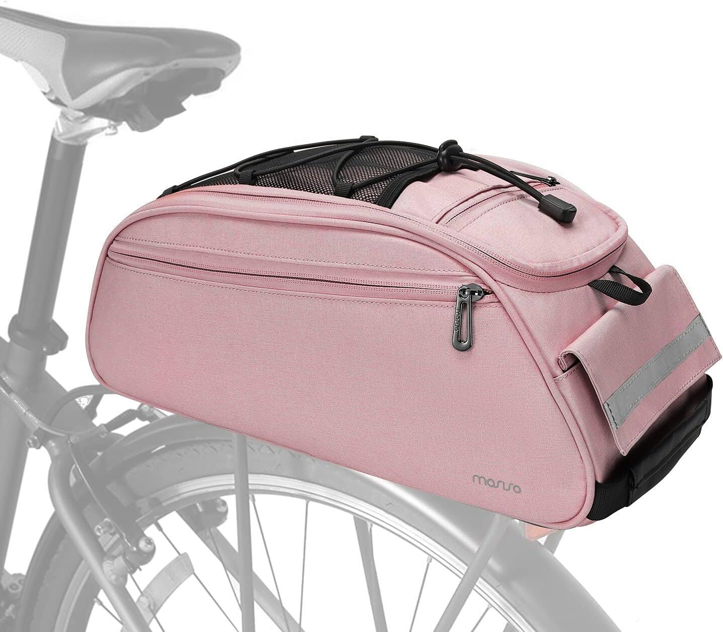 Angle. mosiso - Bike Rack Bag Waterproof Bicycle Trunk Pannier  Cycling Bike Carrier Backseat Storage Luggage Saddle Shoulder Bag - Pink.