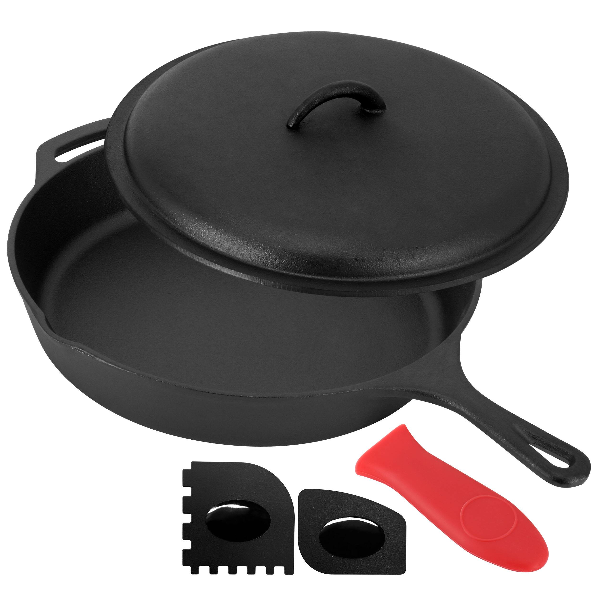 Alt View 1. MegaChef - MegaChef 12 Inch Pre-Seasoned Cast Iron Skillet with Cast Iron Lid - Black.