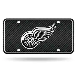 Rico Industries - Detroit Red Wings Carbon Fiber Design Look - Standard License Plate Auto Tag - Multi