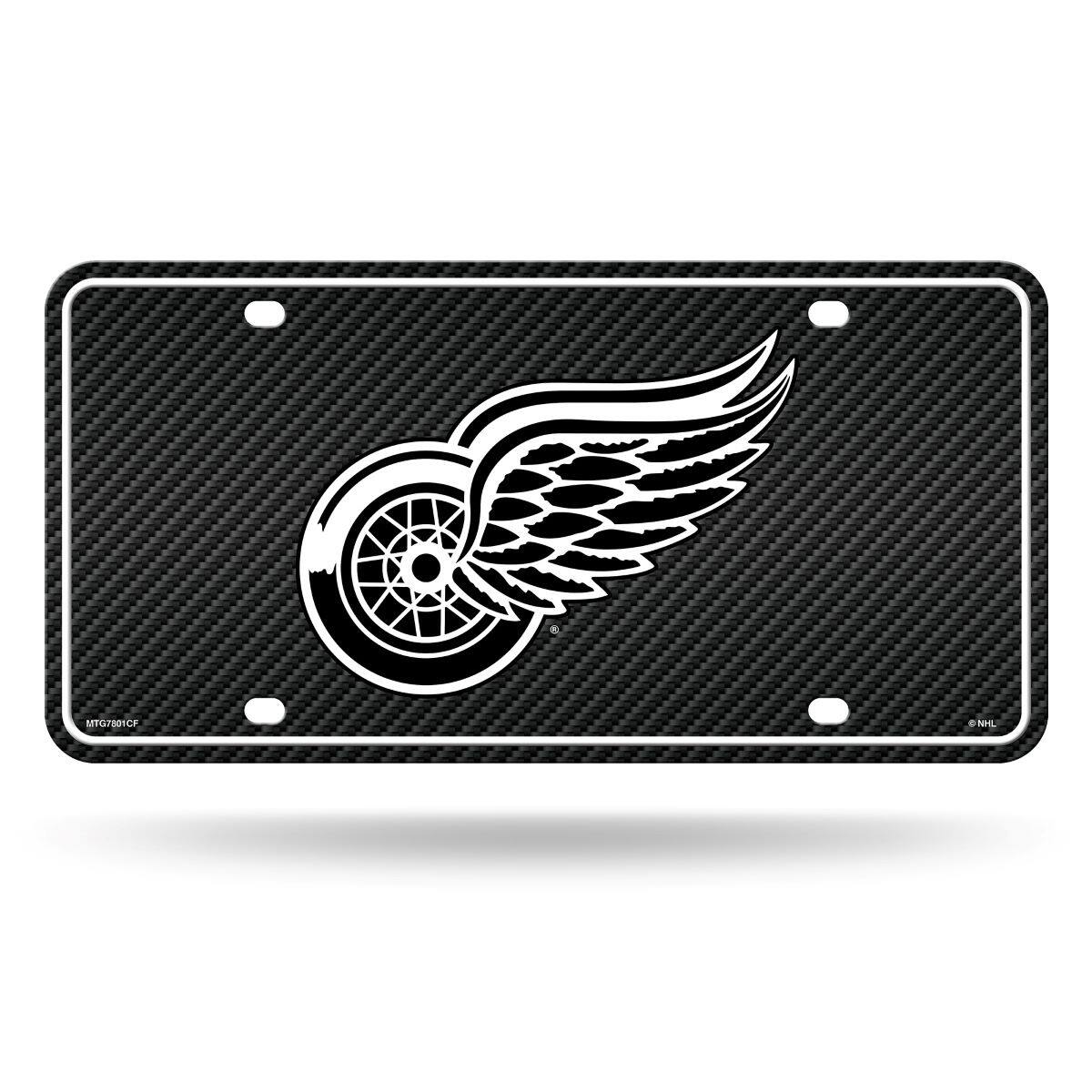 Detroit Red Wings Carbon Fiber Design Look - Standard License Plate Auto Tag