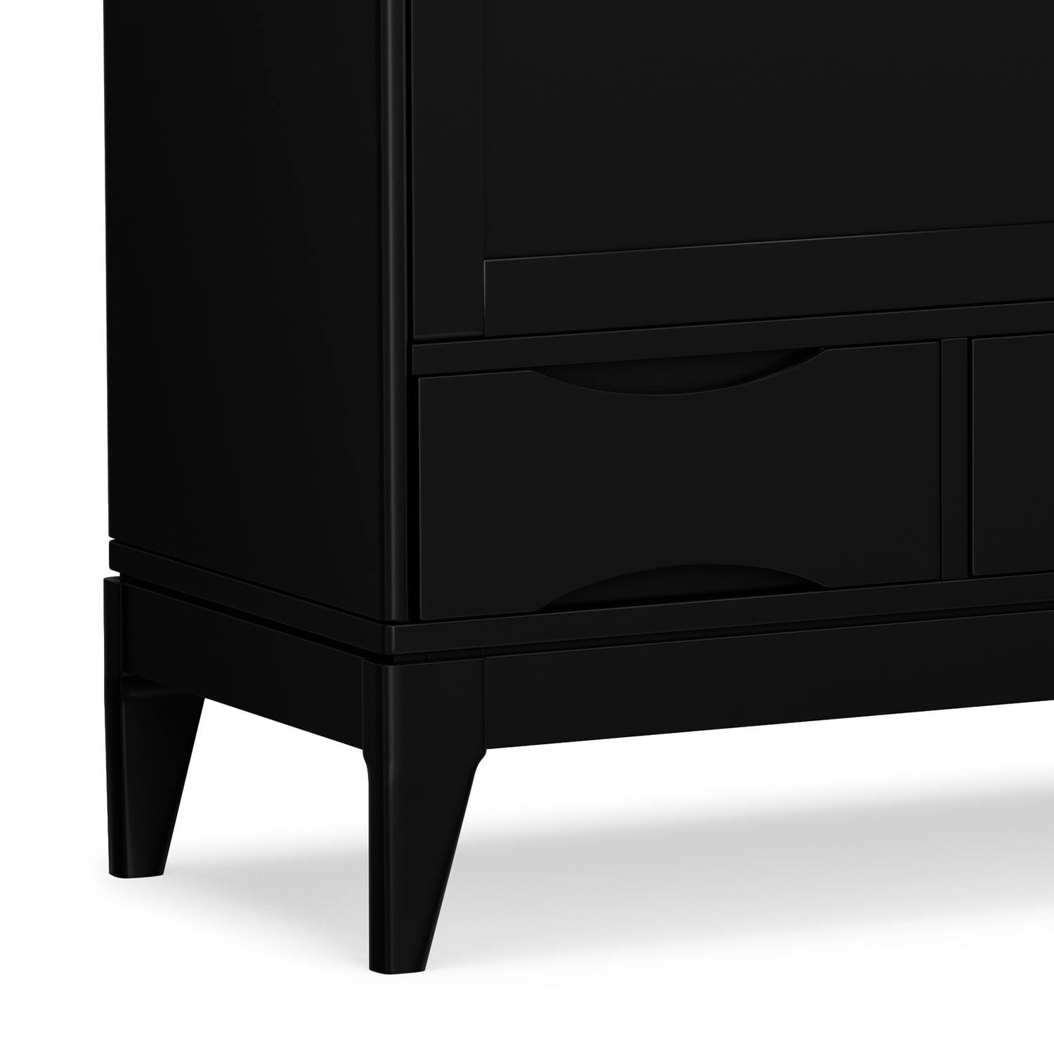 Alt View 7. Simpli Home - Harper 48 inch Wide Solid Hardwood Mid-Century Modern Medium Storage Cabinet in Black - Black.