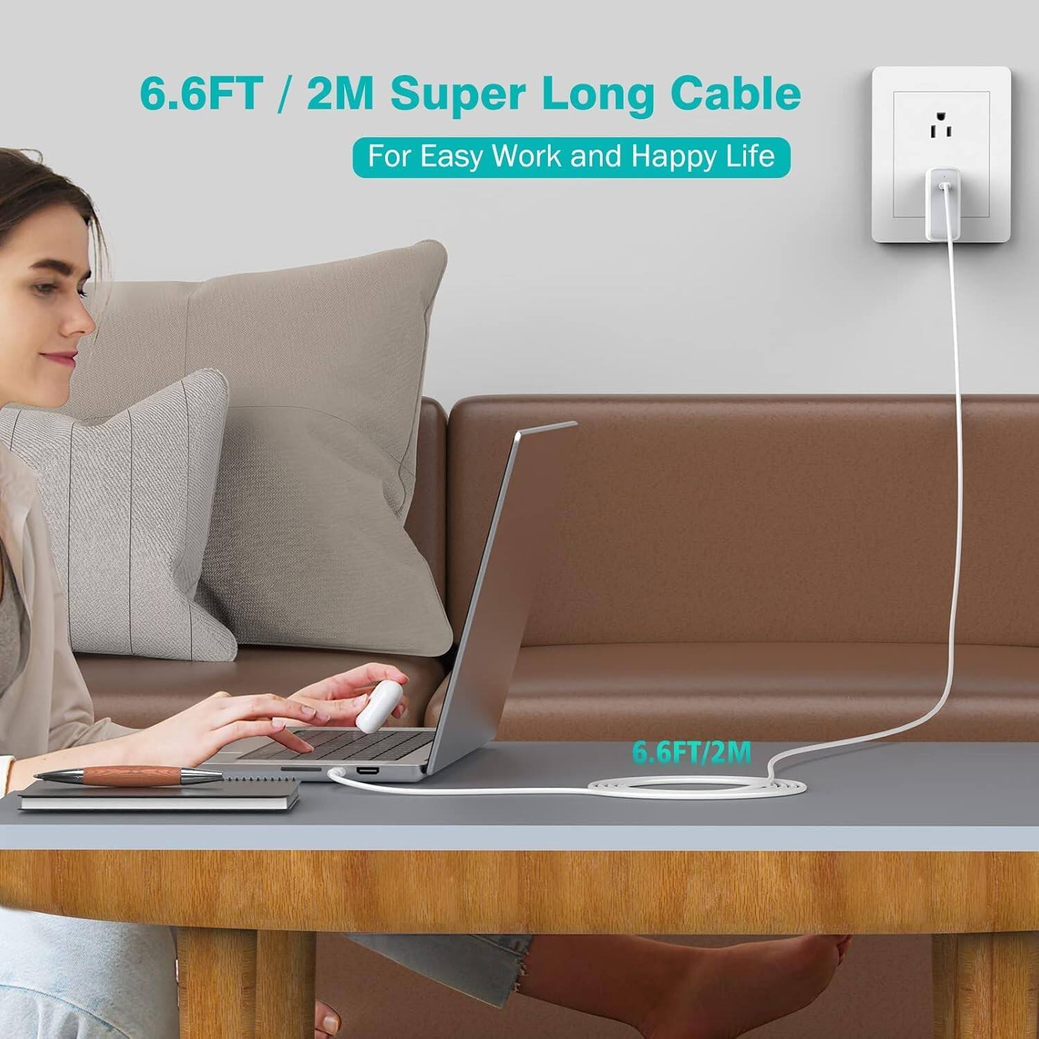 6.6FT / 2M Super Long Cable  
For Easy Work and Happy Life