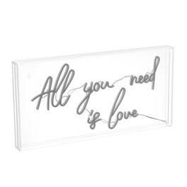 Jonathan Y - All You Need Is Love 23.63" X 11.75" Contemporary Glam Acrylic Box USB Operated LED Neon Light - Pink