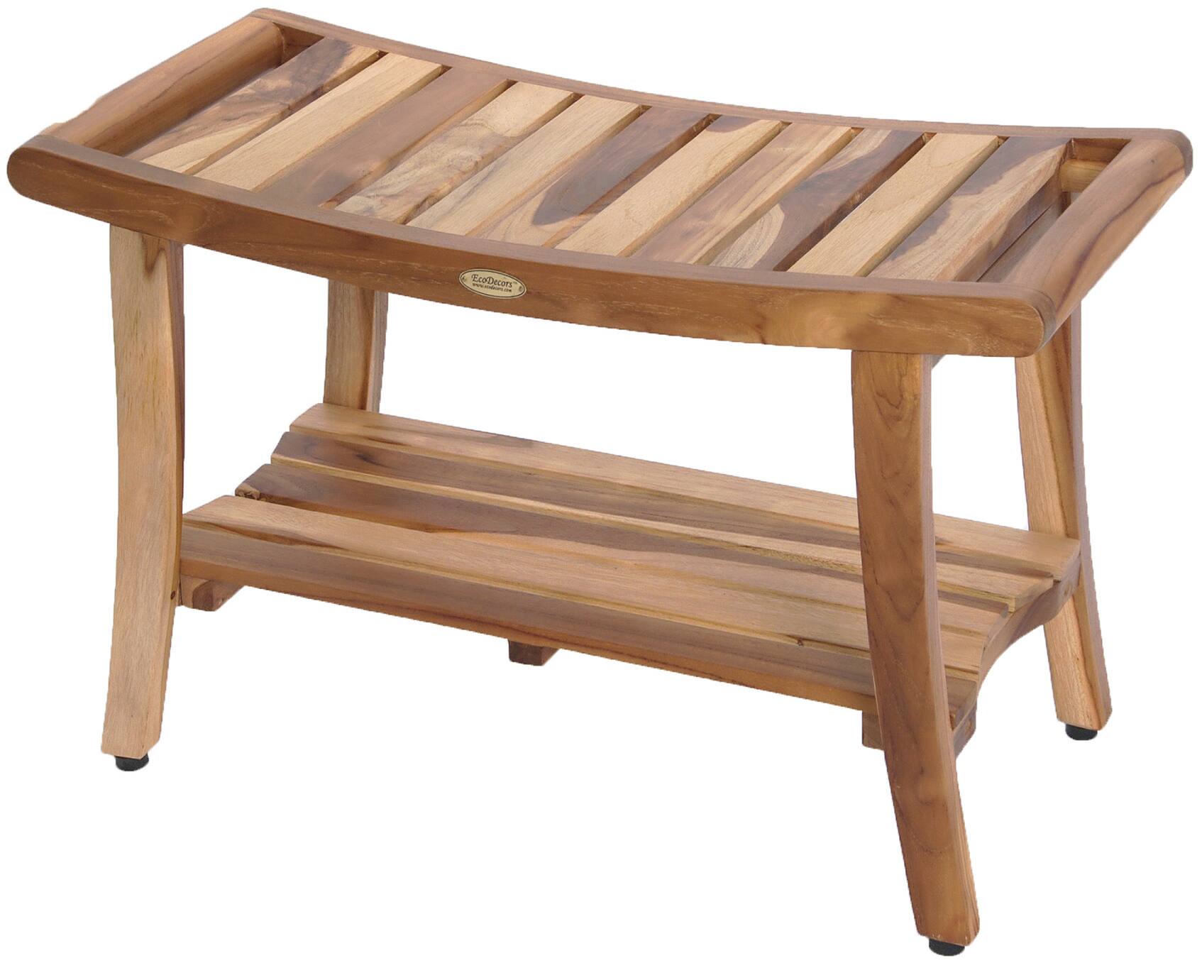 Front. EcoDecors - EcoDecors 30 Inch Harmony Natural Color Waterproof Teak Wood Shower Bench - EarthyTeak.