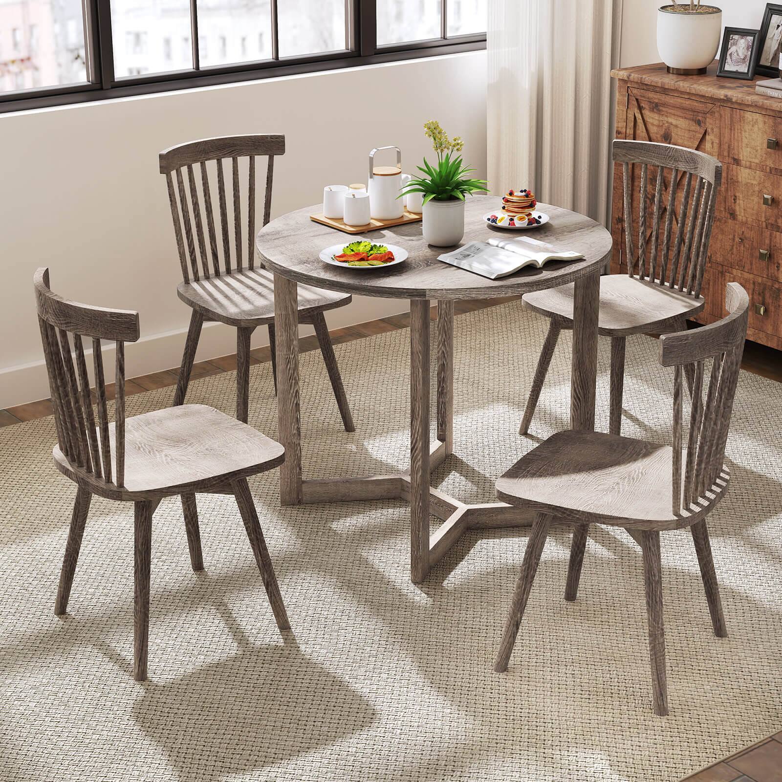 Alt View 4. Costway - Costway 36 Inch Wood Dining Table for 2-4 People with Wing-shaped Pedestal Base Gray - Gray.