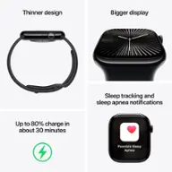 Apple Watch Series 10 (GPS+Cellular) 46mm Aluminum Case with Black Sport Band - M/L - Jet Black (Verizon) - (2024)