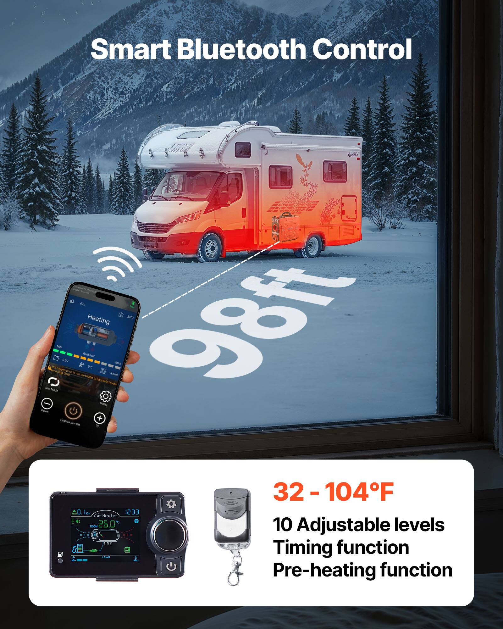 Smart Bluetooth Control

the Heating 245 98ft EN FUHLIME wt.c Max 0C 1,000 2017 NEW  Zeni TWINK V voviet - thick Selcap Known Pody + Many 32-104F AO I'm 1233 AirHeater Ed 100% 26.0% 10 Adjustable levels 197 Timing function Level - Pre-heating function