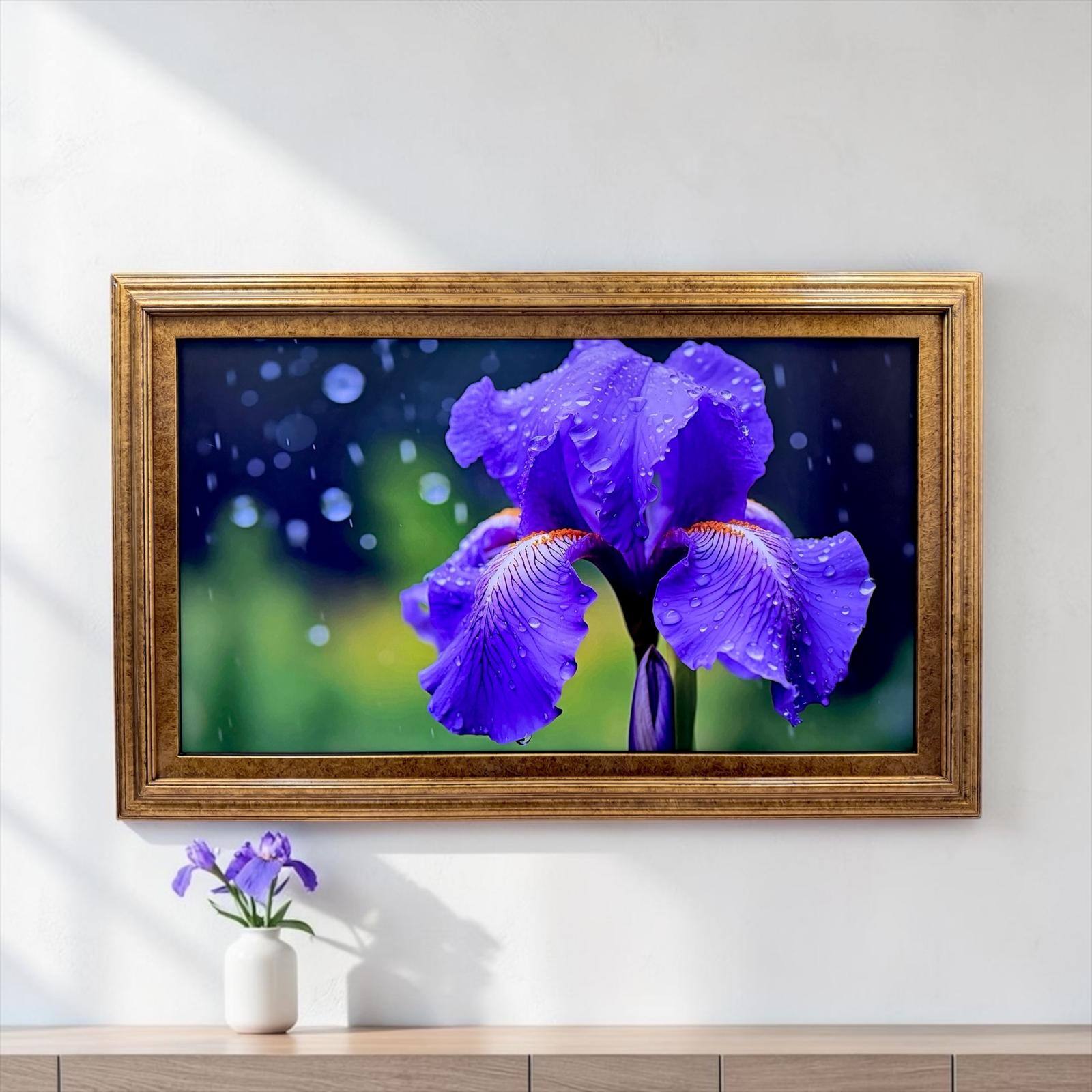 Back. LAREDO FRAME FACTORY - 50 inch Handmade Tv frame for Samsung The Frame tv and Frame Pro Model - MARBLE GOLD.