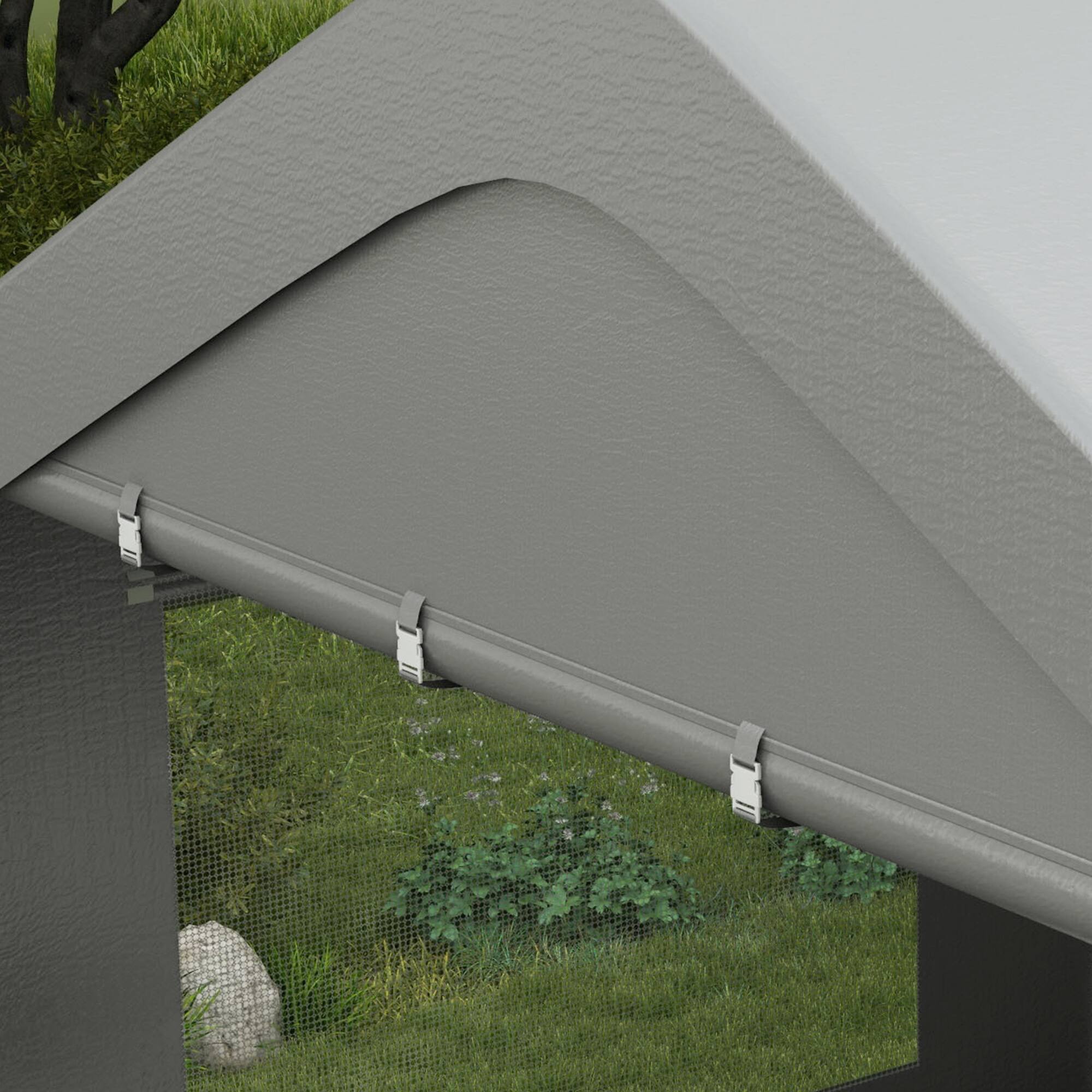 Alt View 7. Outsunny - Carport 10' x 20' Portable Garage, Heavy Duty Car Port Canopy with 2 Roll-up Doors & 4 Ventilated Windows - Gray.