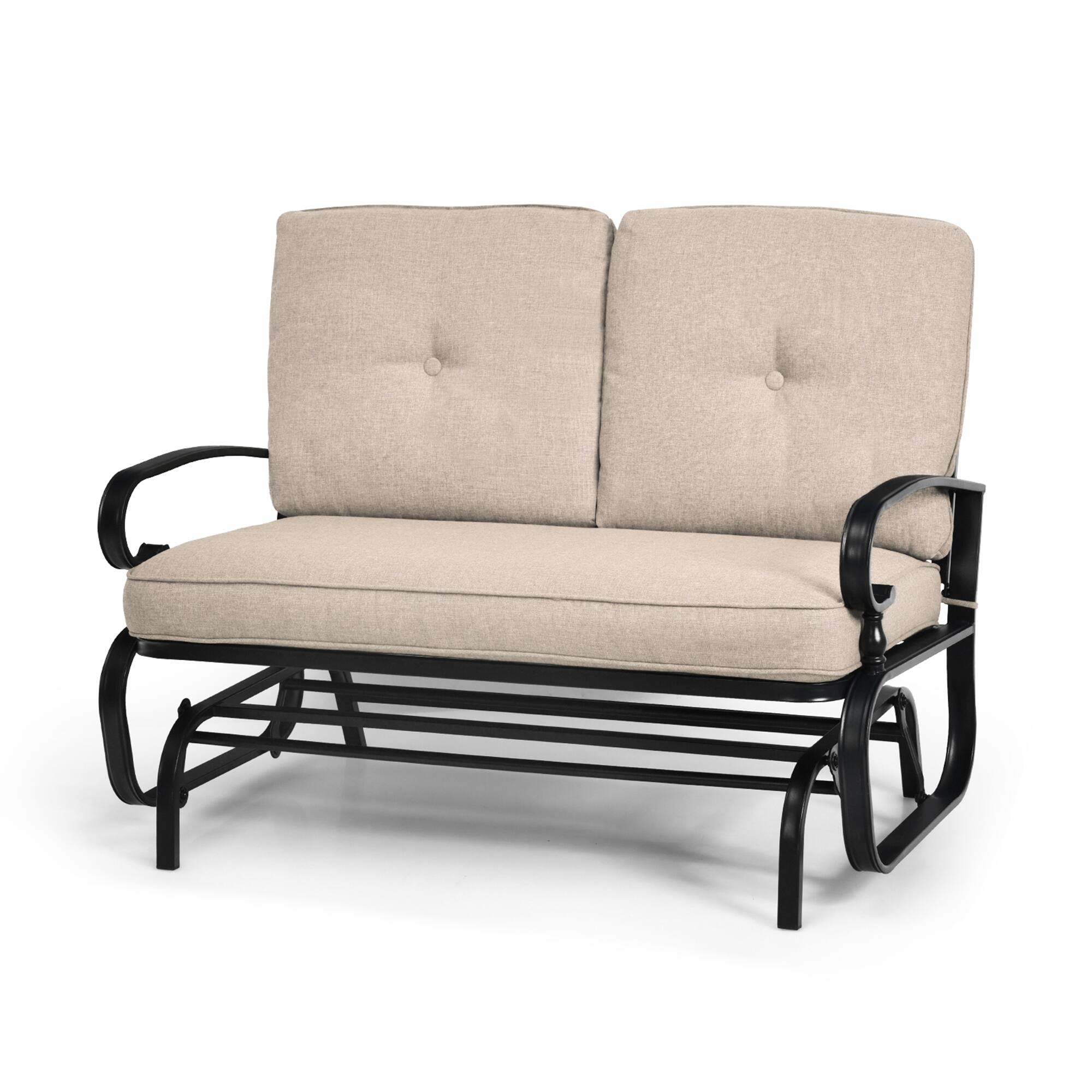 Alt View 8. Gymax - Gymax Patio Swing Glider Chair Rocking Loveseat Bench for 2 Persons w/ Beige Cushions - Beige.