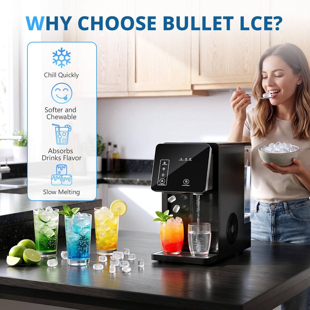 Electactic Portable Countertop Bullet Ice Maker with Water Dispenser ...