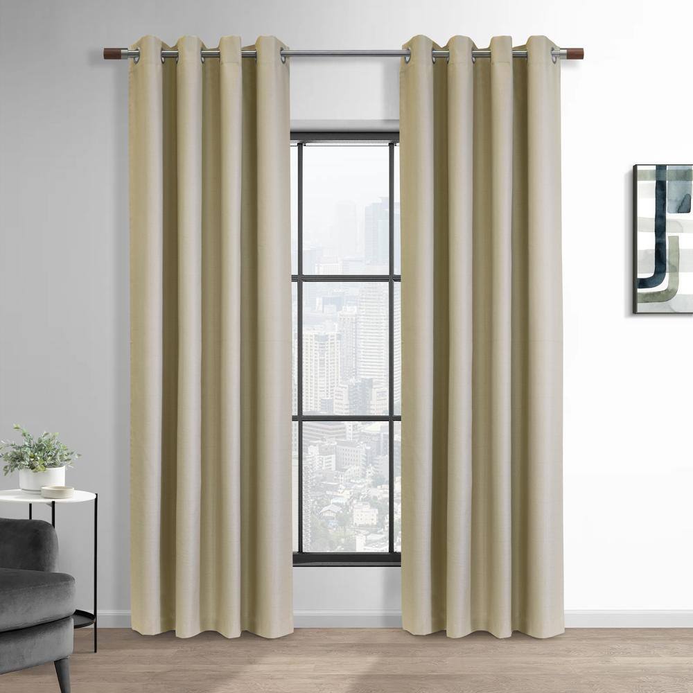 Angle. Commonwealth Home Fashions - Thermaplus Newberry Blackout Window Treatment Grommet Curtain Panel for Bedroom Livingroom 52" x 95" Linen - Linen.