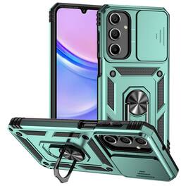 UUCOVER - For Samsung Galaxy A16 5G Magnetic Case with Sliding Camera Lens Cover Protection Rotatable Ring Kickstand Shockproof - Darkgreen