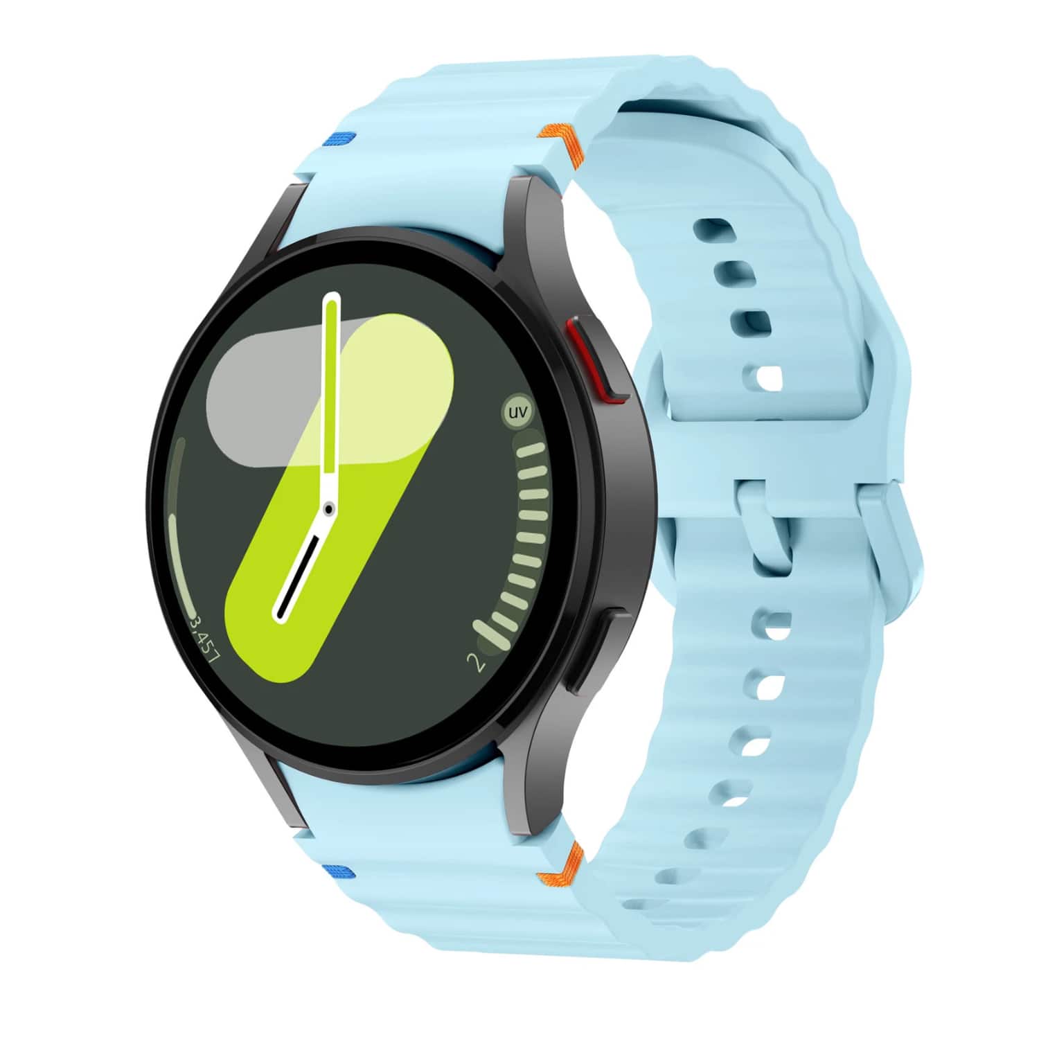 Front. Stock Preferred - Sport Silicone Watch Band for Samsung Galaxy Watch 7/6/5/4 FE for 40mm & 44mm - Light Blue - Light Blue.