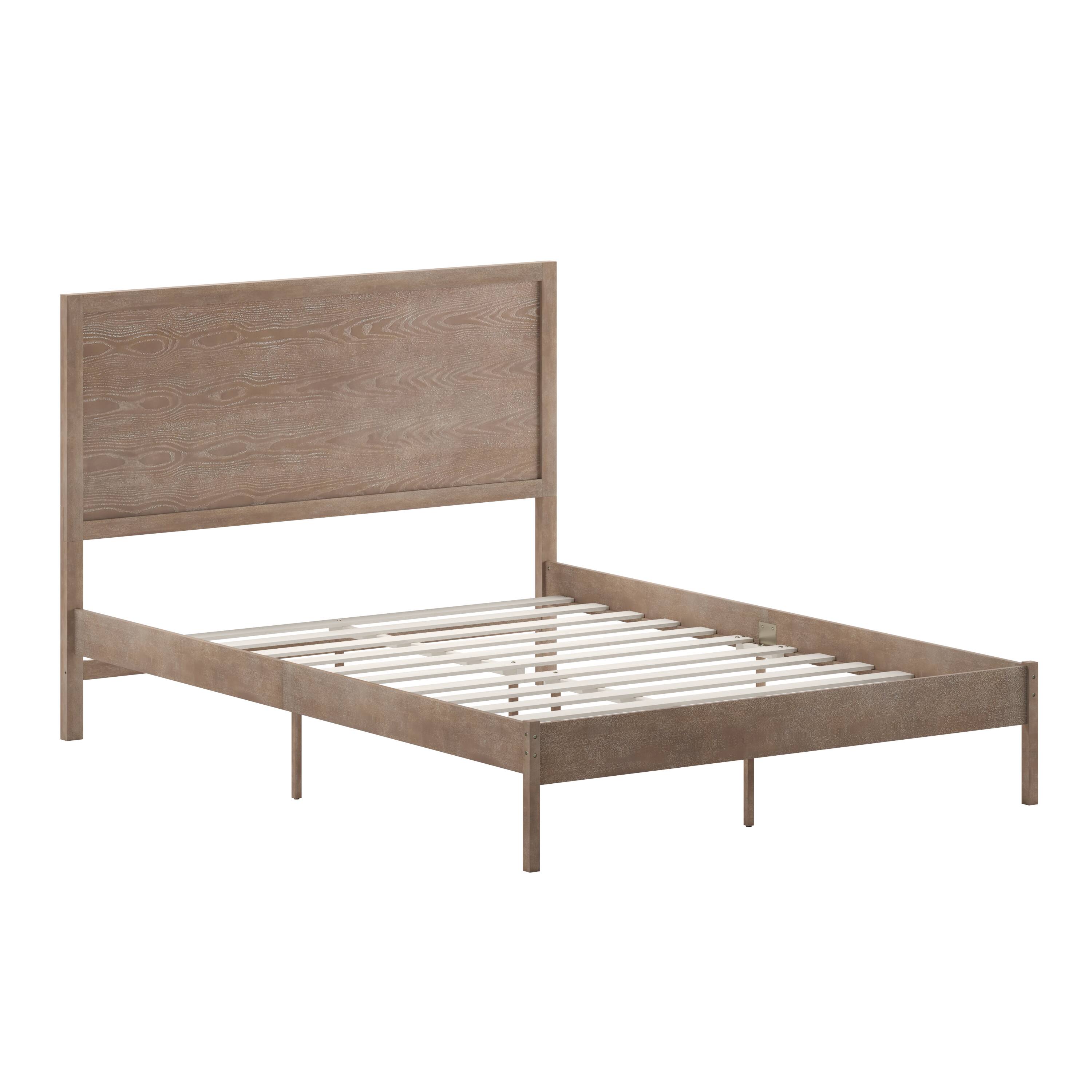 Alt View 1. Emma + Oliver - Ashton Classic Wooden Platform Bed with Headboard - Light Brown.