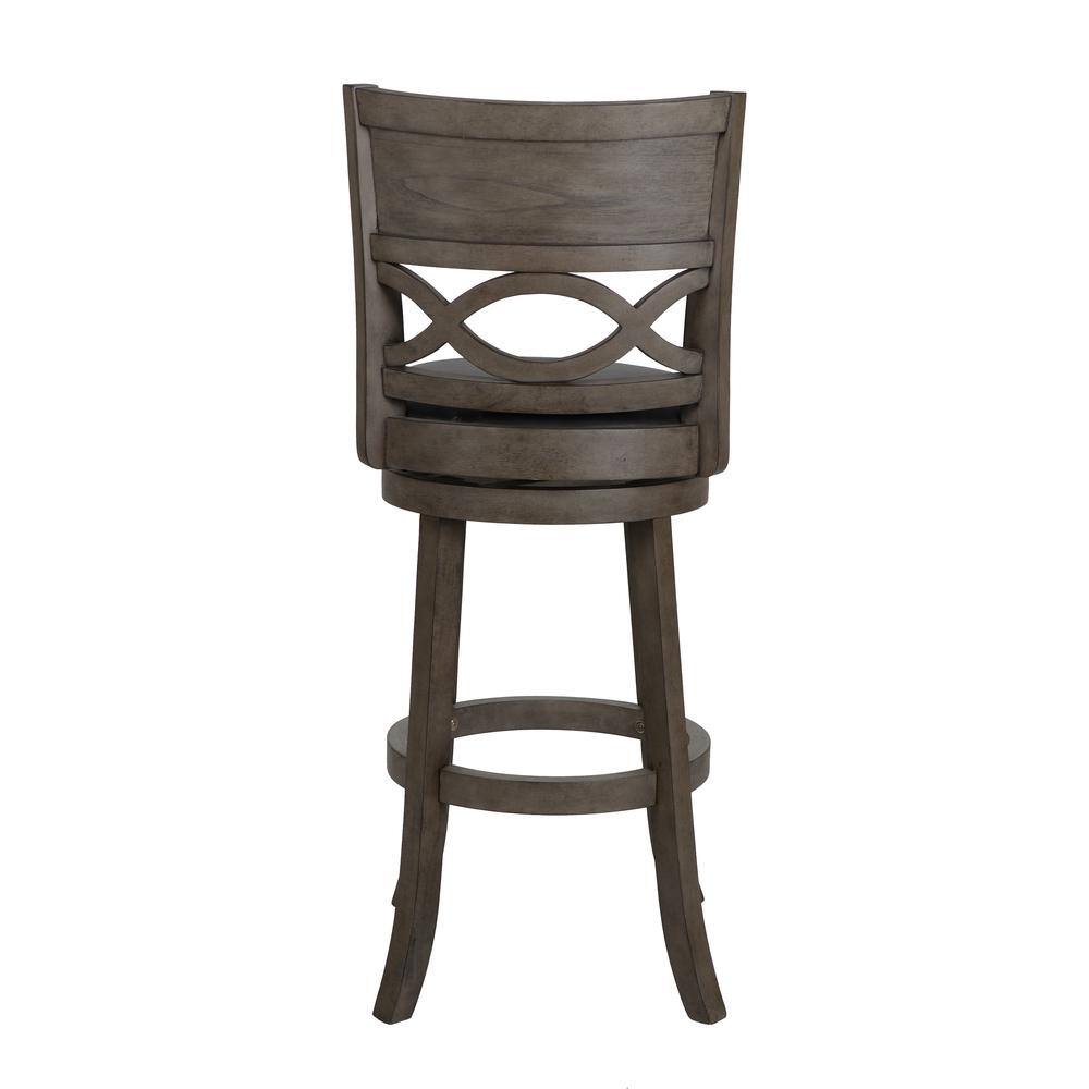 Back. New Classic Furniture - Manchester 29" Wood Bar Stool with Black PU Seat in Ant Gray - Gray.