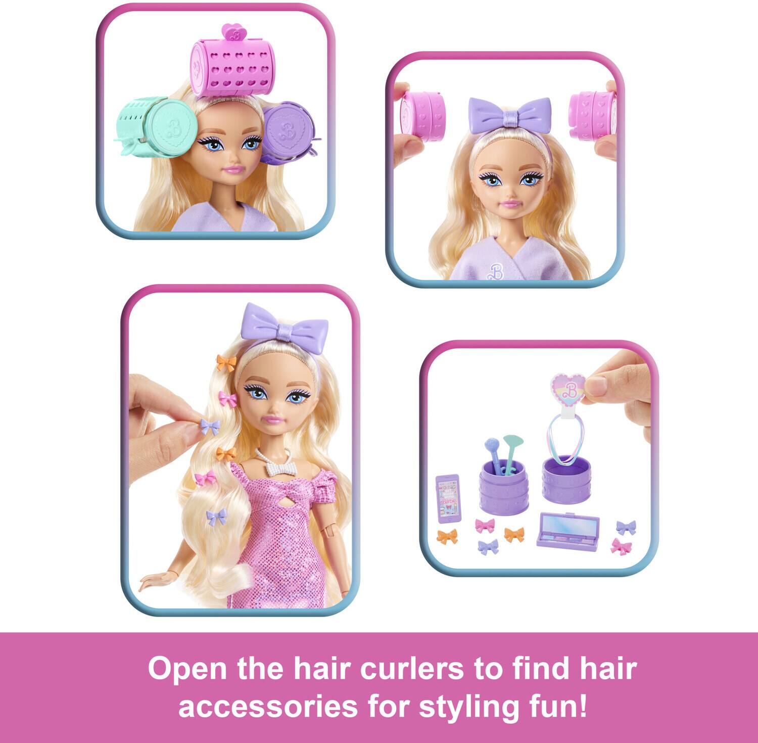 Open the hair curlers to find hair accessories for styling fun!