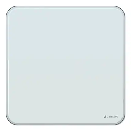 Front. U Brands - Cubicle Glass Dry Erase Board, 12" x 12", White Surface.