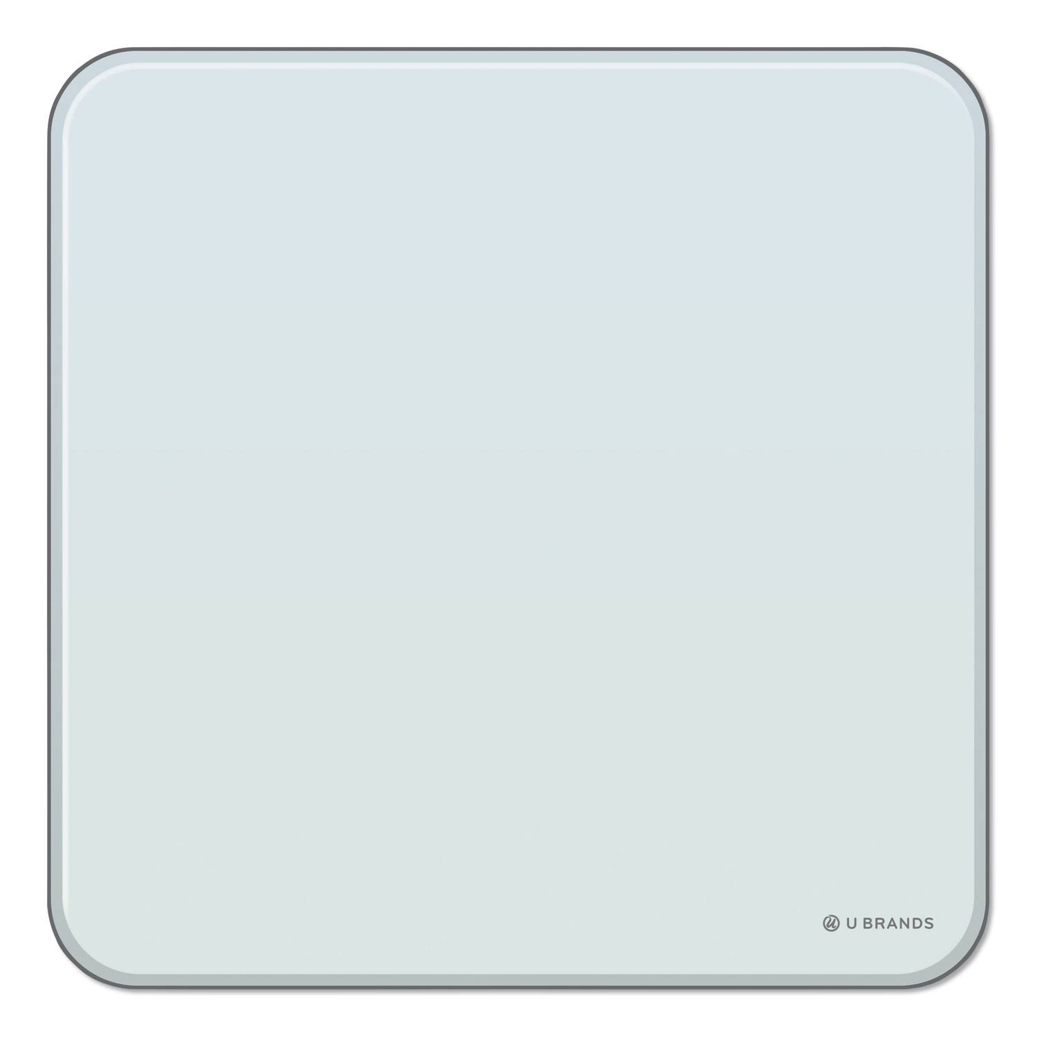 Front. U Brands - Cubicle Glass Dry Erase Board, 12" x 12", White Surface.