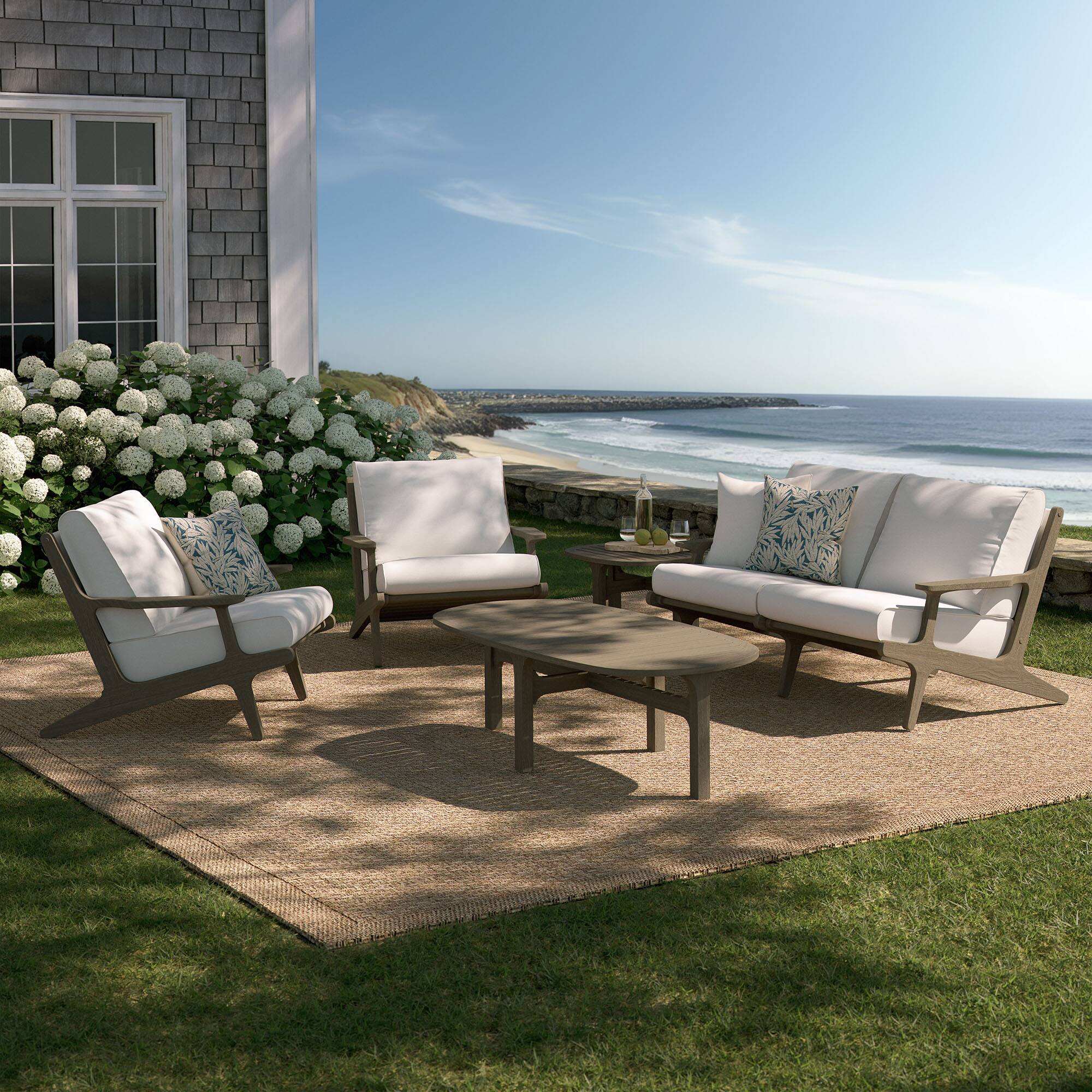Alt View 5. Modway - Saratoga 5-Piece Outdoor Patio Furniture Set - Weathered Gray White.