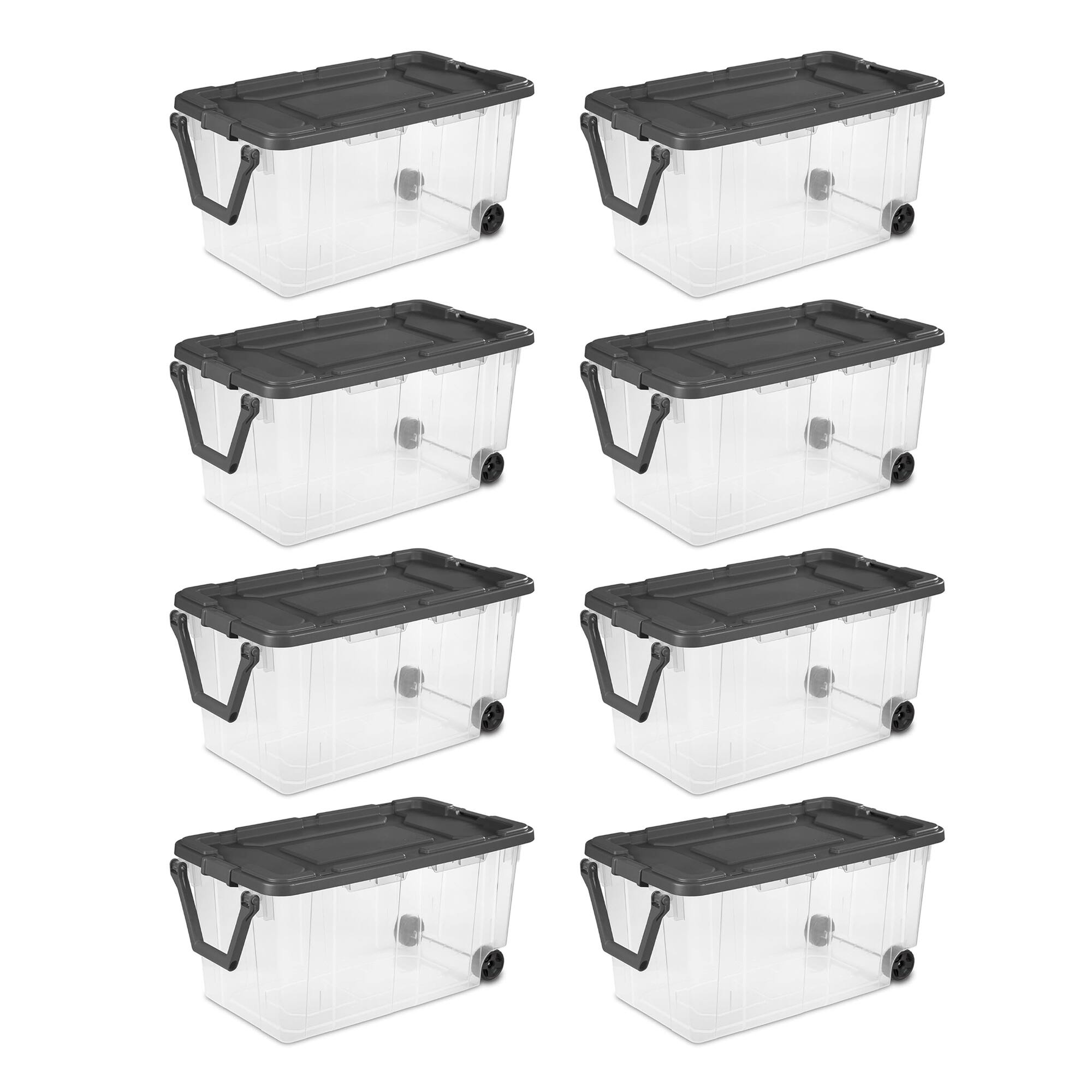 Alt View 3. Sterilite - Sterilite 160 Qt Latching Stackable Wheeled Storage Box Container w/ Lid, 8 Pack.