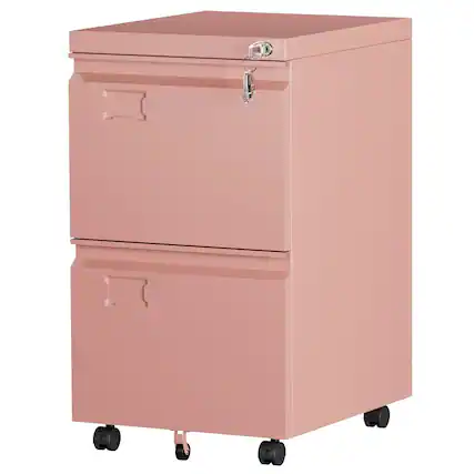 Front. Boyel Living - 2-Drawer Mobile Metal File Cabinet with Lock for Letter and A4 Files - Pink.