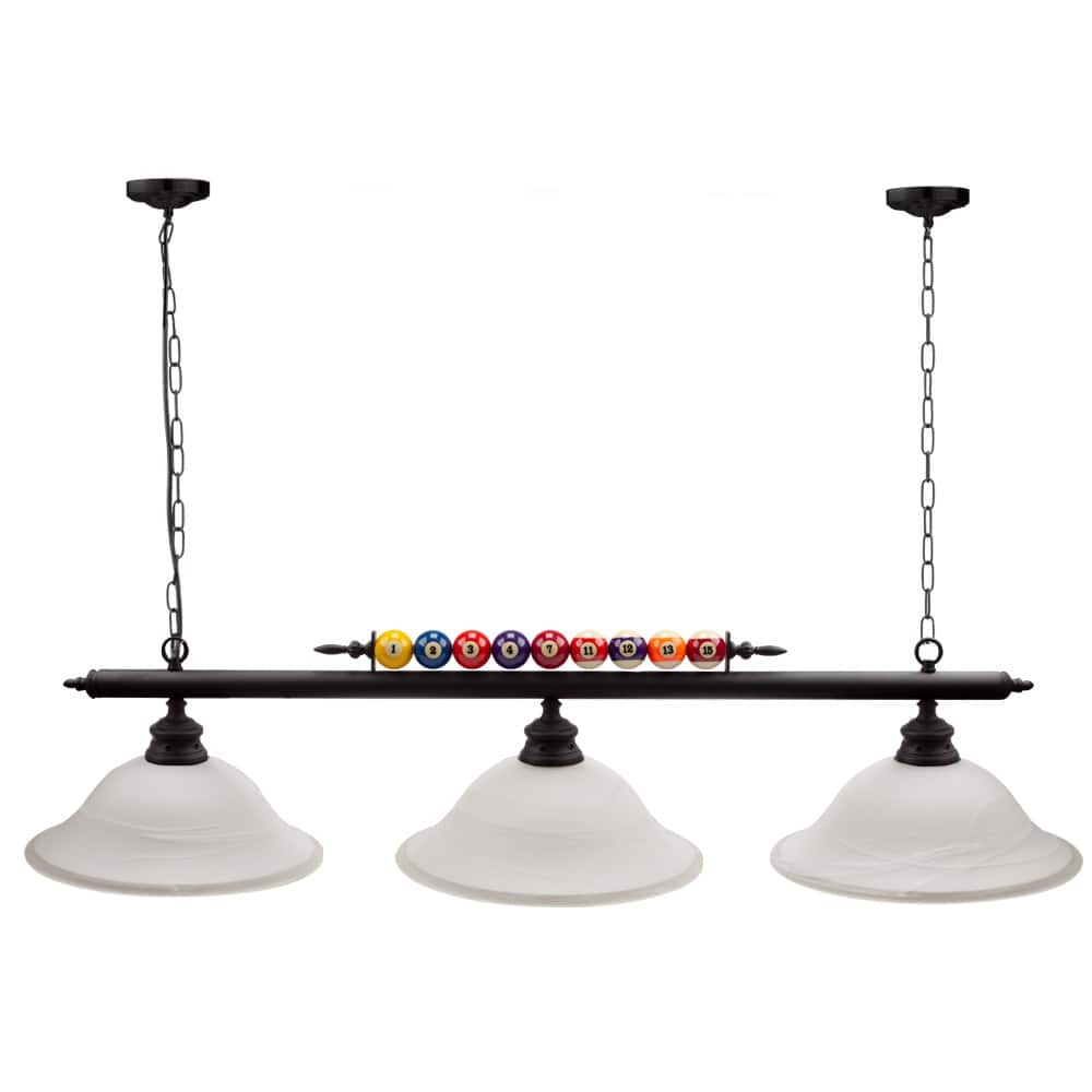 GSE Games & Sports Expert - 50" Metal Billiard Lights with Billiard Balls Decoration for Billiards Room - White Glass
