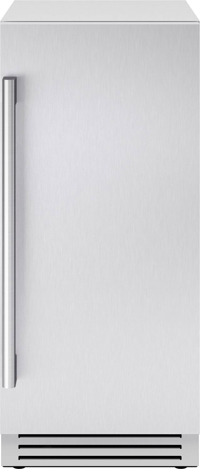 Front. Zephyr - 15" Outdoor/Indoor Presrv 80 lb. Daily Production Top Hat Built-In Stainless Steel Gourmet Clear Ice Machine Left Hinge - Stainless Steel.