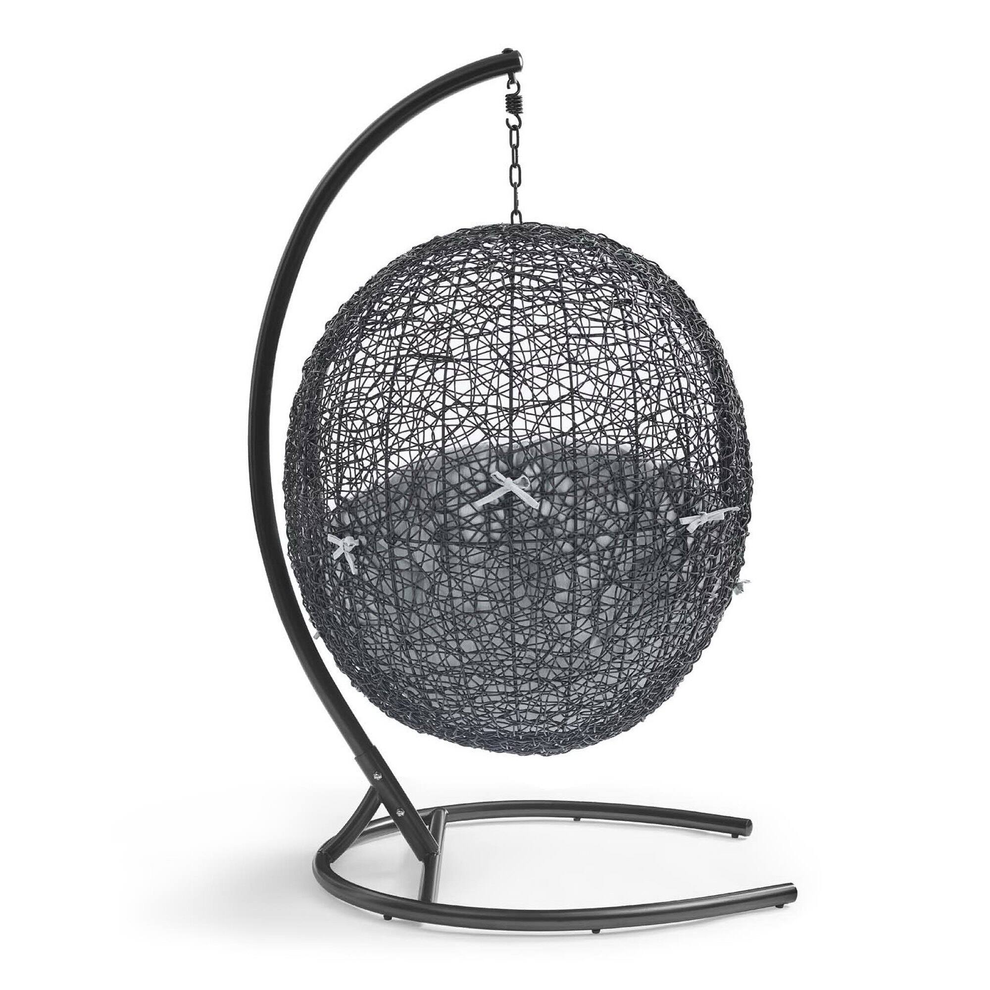 Left. Modway - Encase Sunbrella® Swing Outdoor Patio Lounge Chair by Modway - Black Gray.