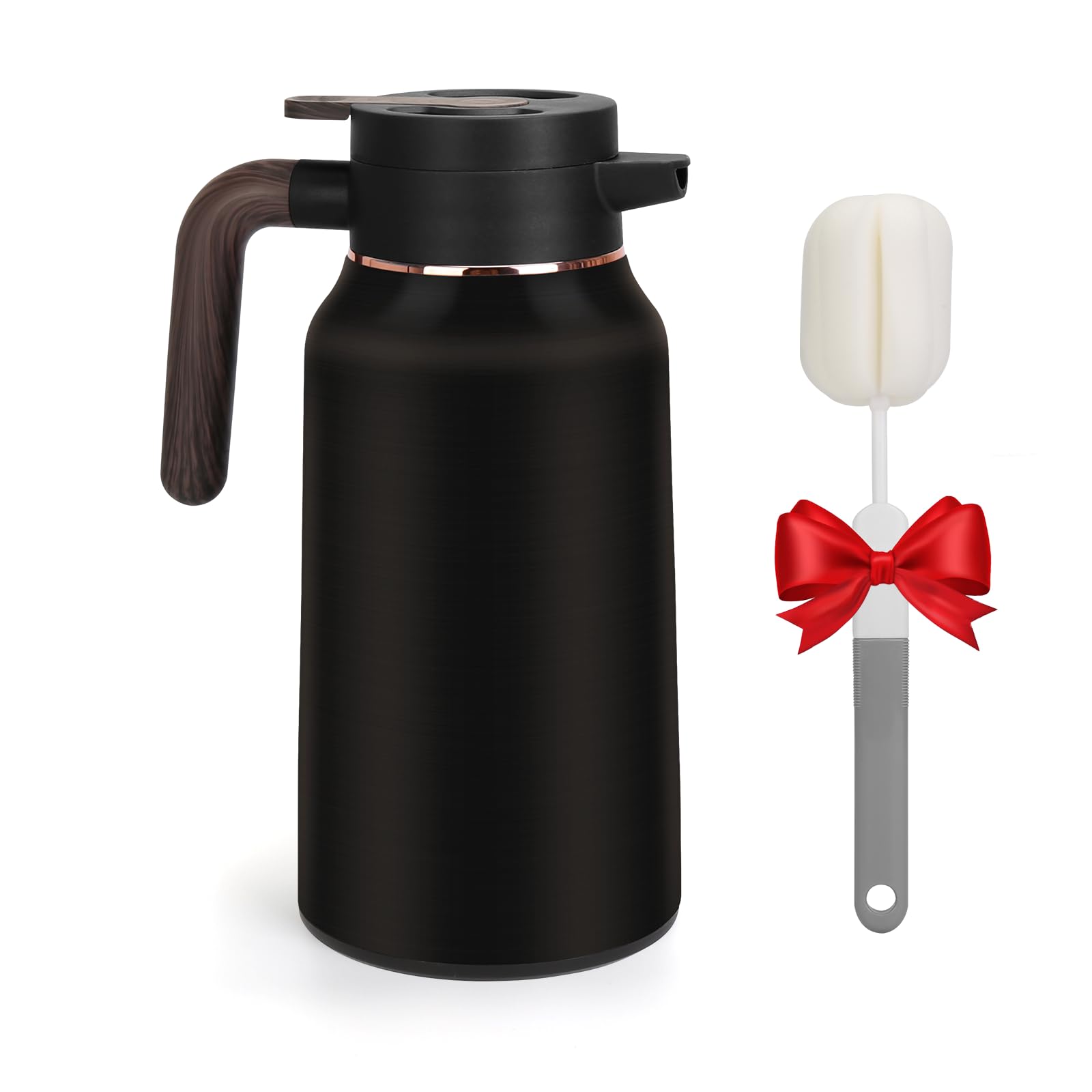 Front. Dapper Styles - Coffee Carafes For Keeping Hot Stainless Steel Thermal Carafe Insulated Thermos Pitcher Beverage Water Drin... - Black-70 Ounces.