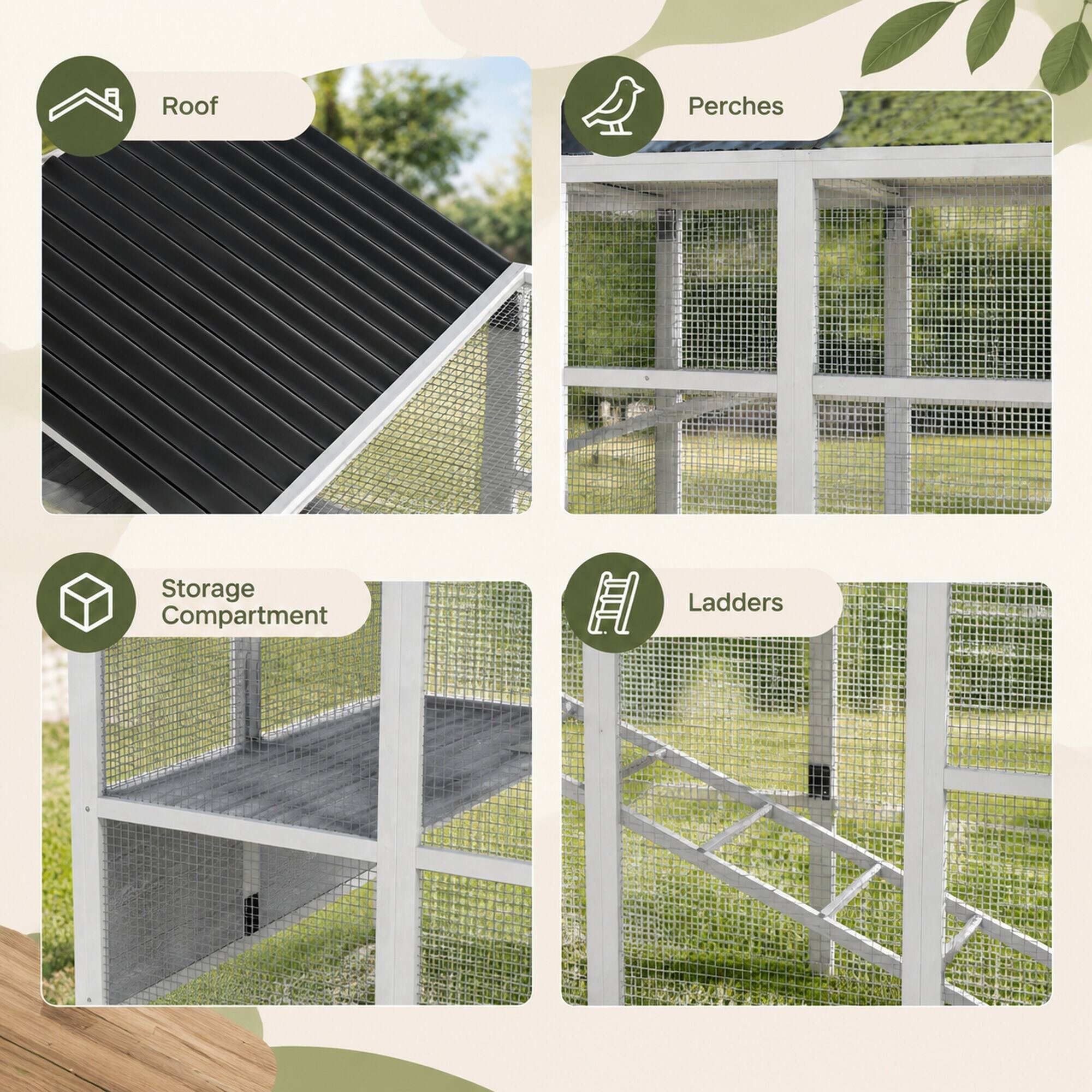 Roof  
Perches  
Storage Compartment  
Ladders