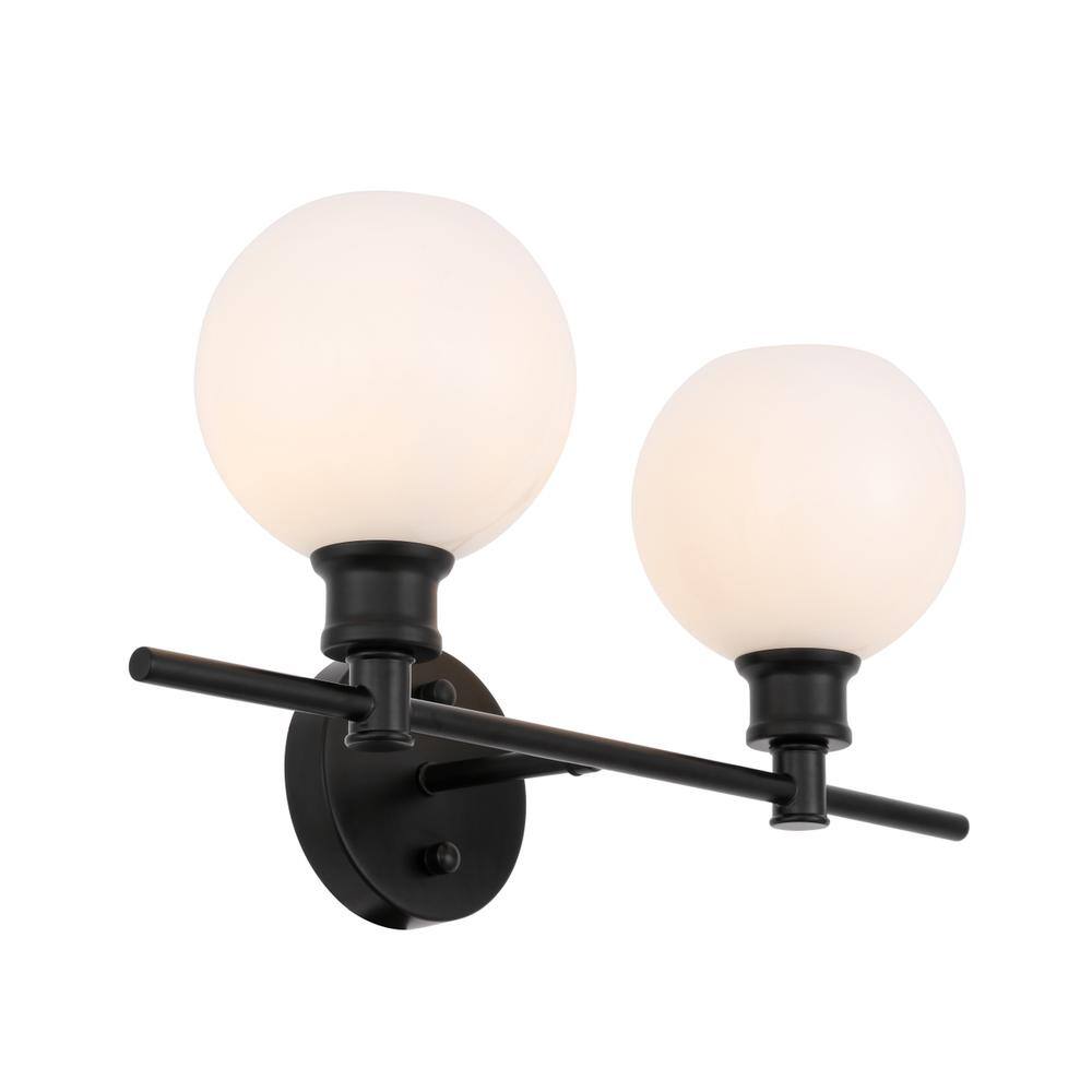 Alt View 4. Living District - Collier 2 light Black and Frosted white glass Wall sconce - Black And Frosted White Glass.