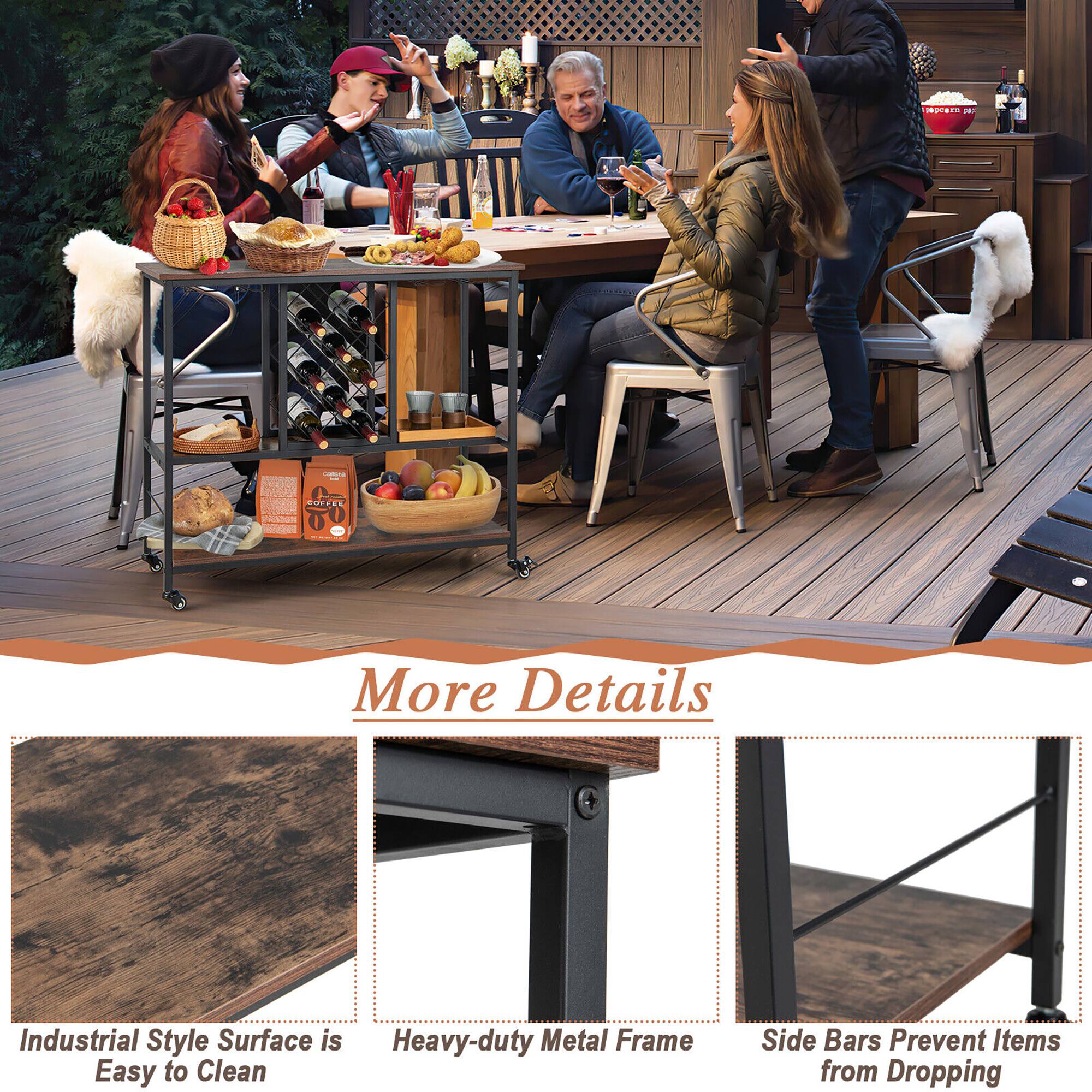 More Details

Industrial Style Surface is Easy to Clean

Heavy-duty Metal Frame

Side Bars Prevent Items from Dropping