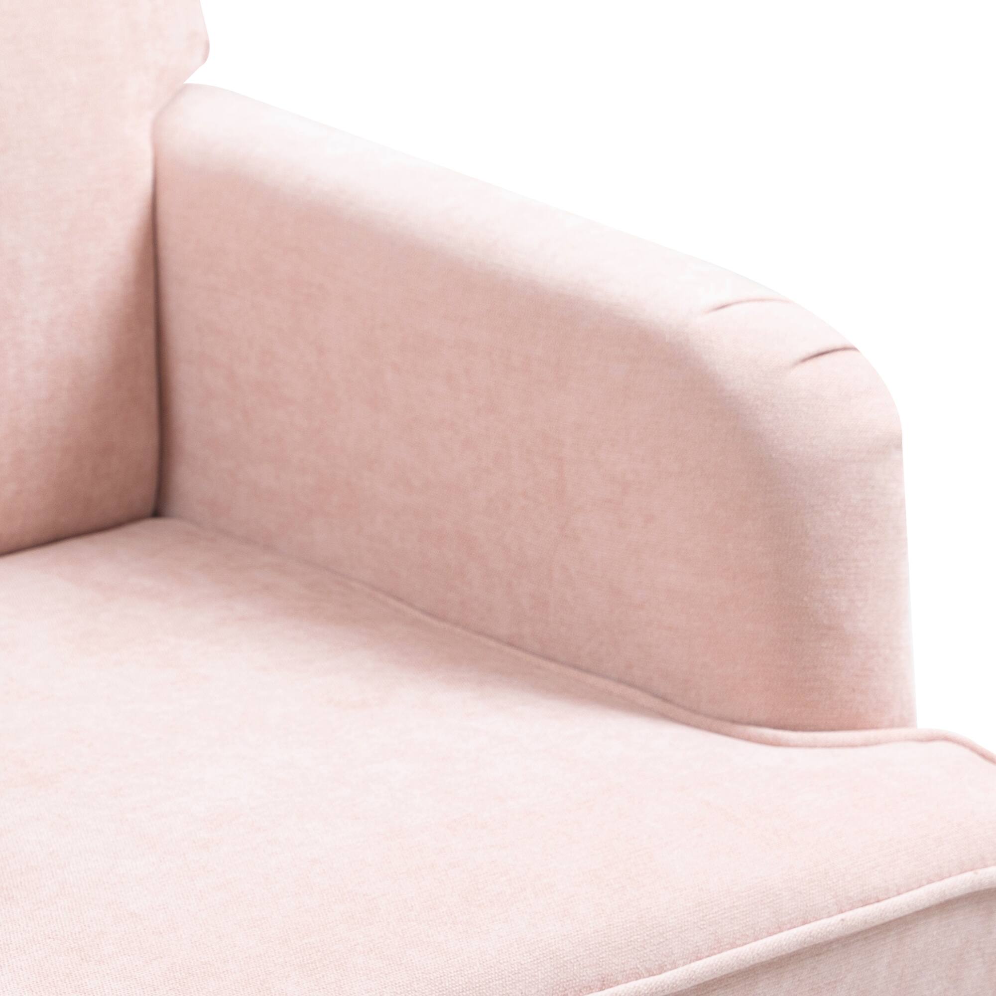 Alt View 7. GOODSILO - Stylish Upholstered Accent Chair with Wooden Legs and Nailhead Trim for Living Room or Bedroom - Pink.