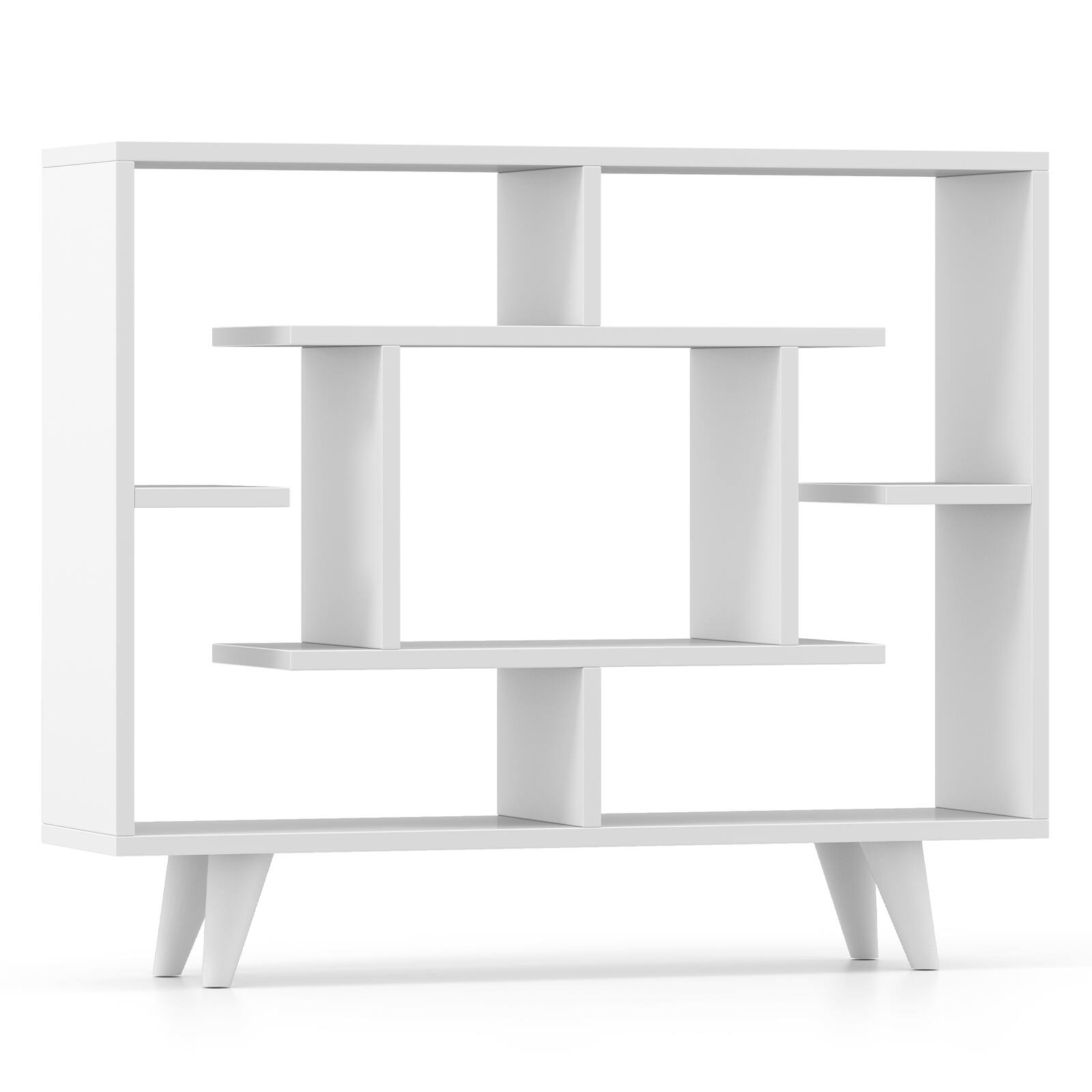 Alt View 8. Gymax - Gymax Bookshelf Geometric Bookcase w/ Anti-Tipping Kit Storage Shelving Unit White - White.
