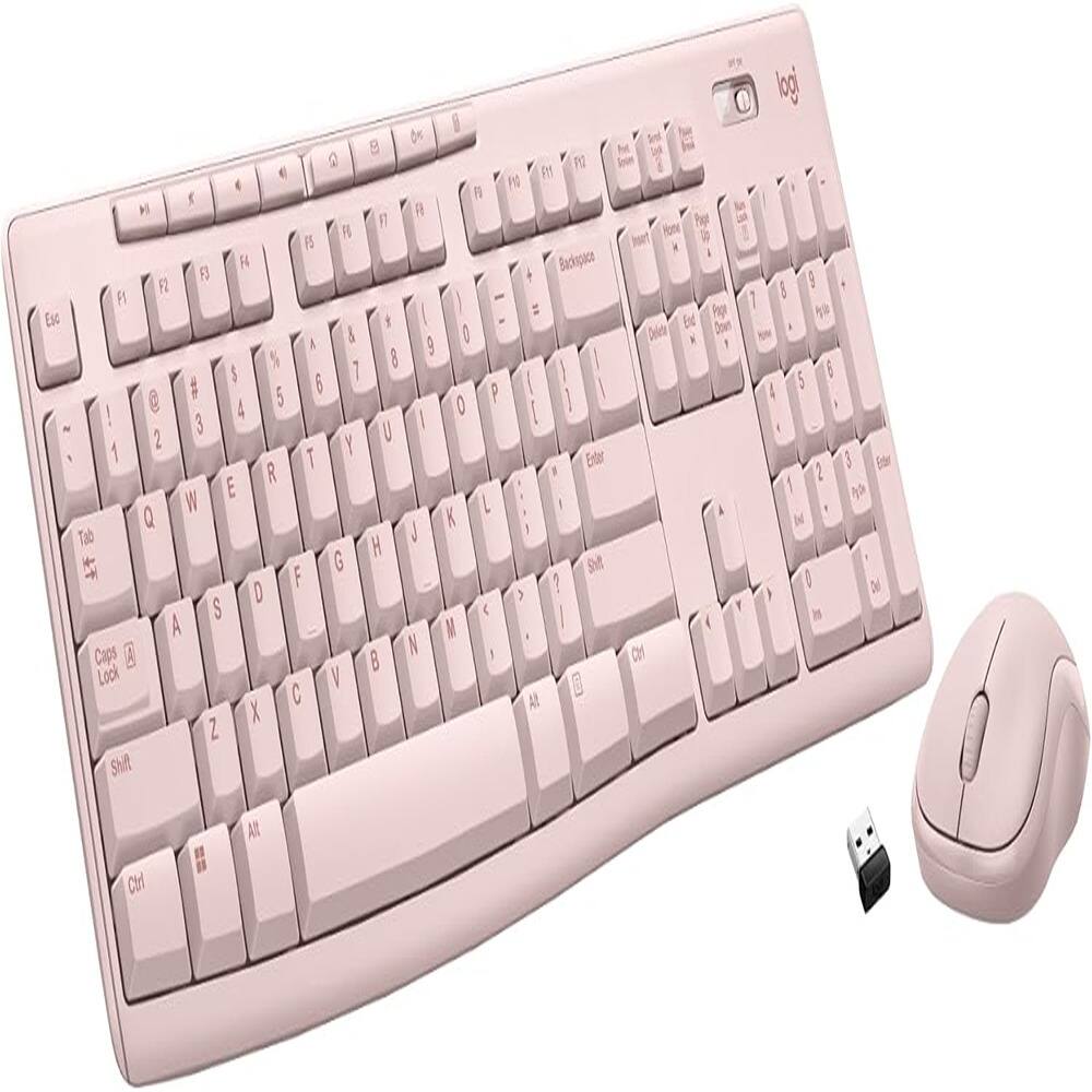 MOSZAR LLC - MK270 Wireless Keyboard and Mouse Combo for Windows - Pink