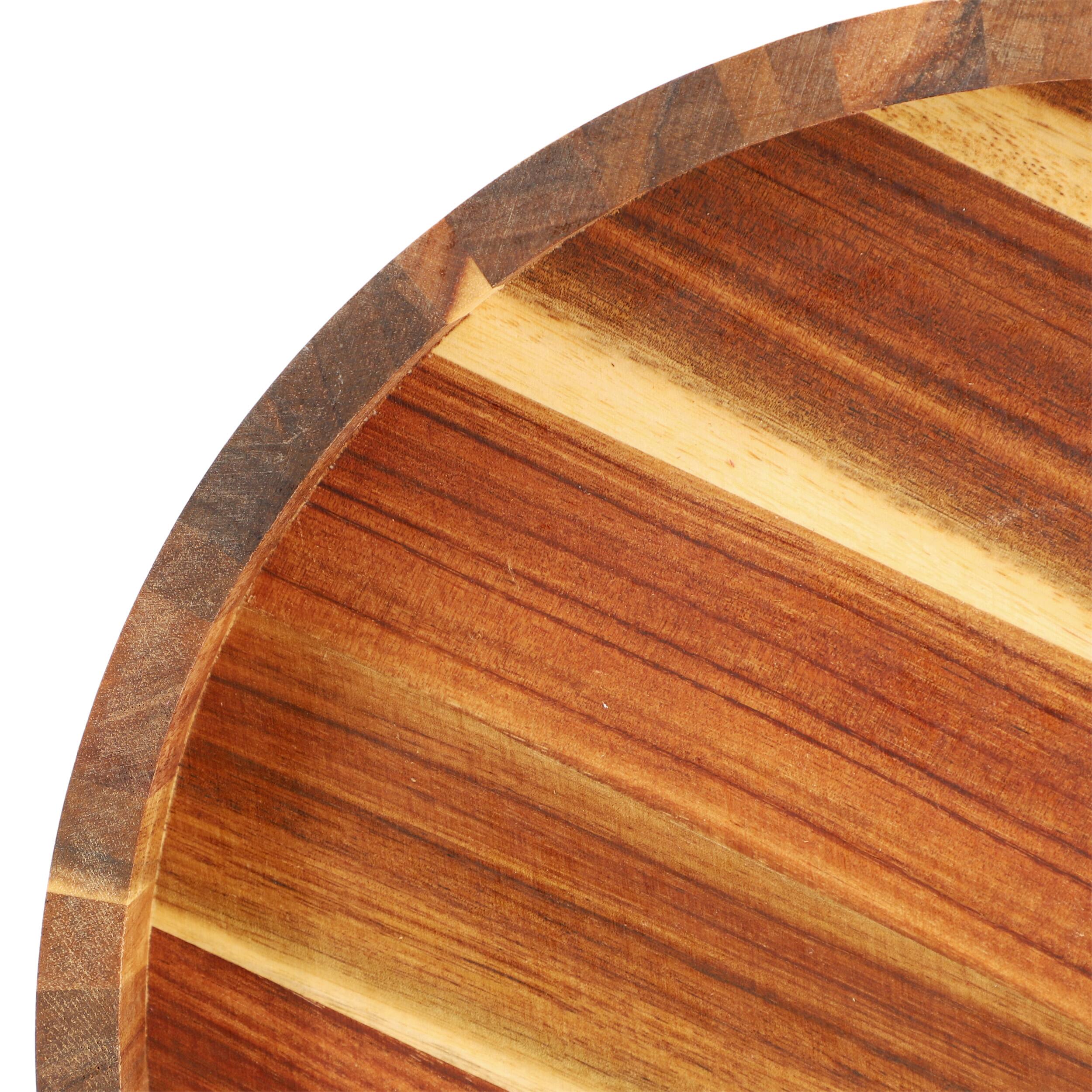 Back. MegaChef - MegaChef 13 Inch Acacia Wood Lazy Susan Tray - Brown.