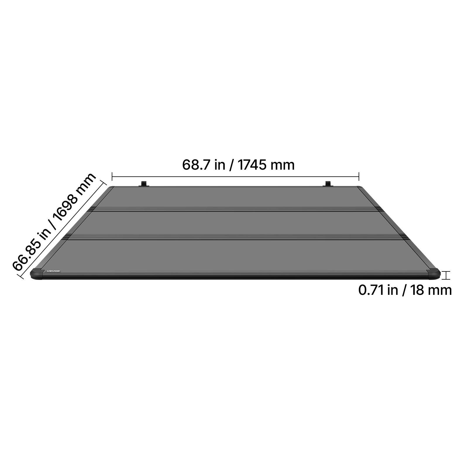 66.85 in / 1698 mm  
68.7 in / 1745 mm  
0.71 in / 18 mm