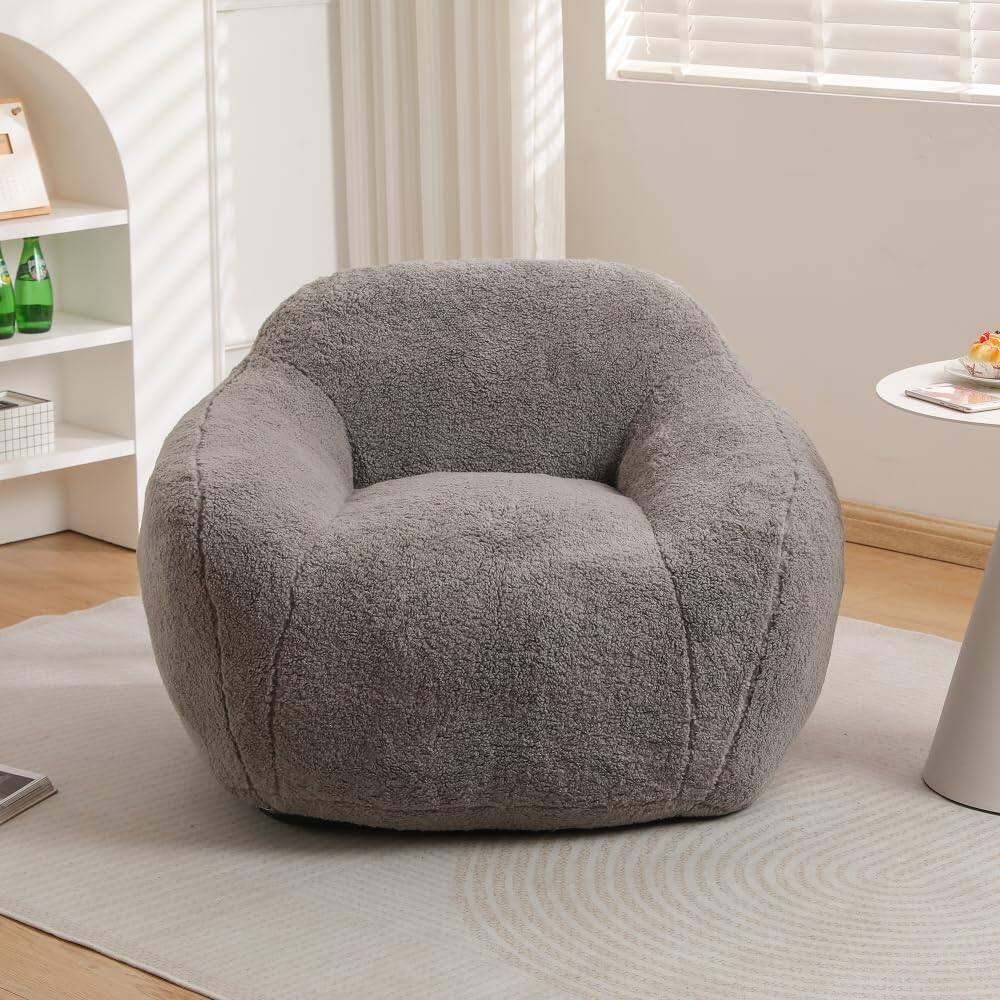 Alt View 2. Trinkets Crazed - Beanbag Chair Bean Bag Chairs for Adults Bean Bags Giant Bean Bag Sofa with Spacious Cushion - light gray.